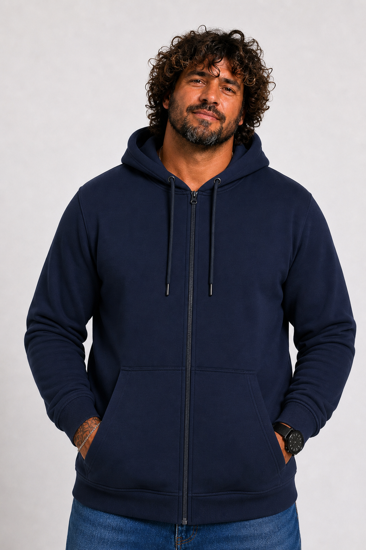 Starbattal Büyük Beden Unisex Kapüşonlu 3ip Sweat 11701 LACIVERT