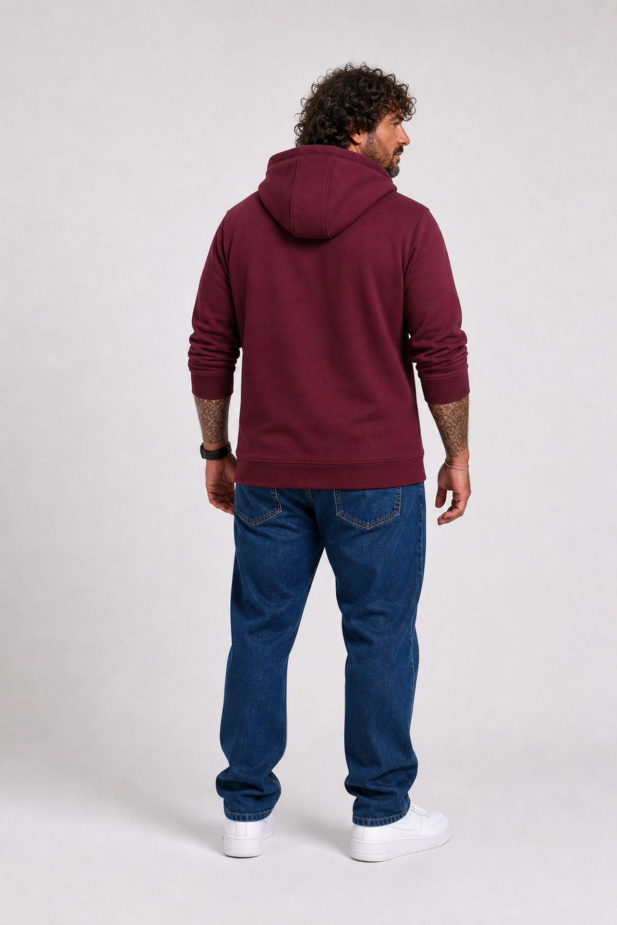 Starbattal Büyük Beden Unisex Kapüşonlu 3ip Sweat 11701 MURDUM