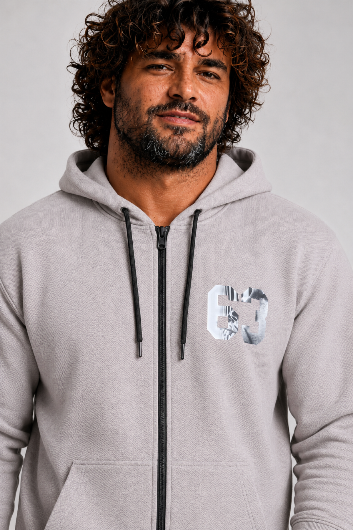 Starbattal Büyük Beden Kapüşonlu Sweat Double Face Sixty Three 25704 BEJ