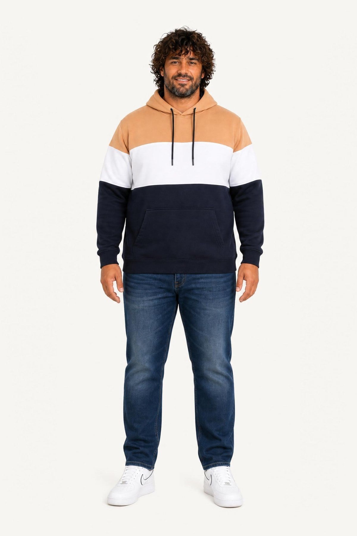 Starbattal Büyük Beden Kapüşonlu 3ip Sweat MG 25725 TABA