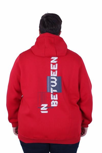 Starbattal Büyük Beden Kapüşonlu Fermuarlı 3ip Sweat İn Between 25717 KIRMIZI