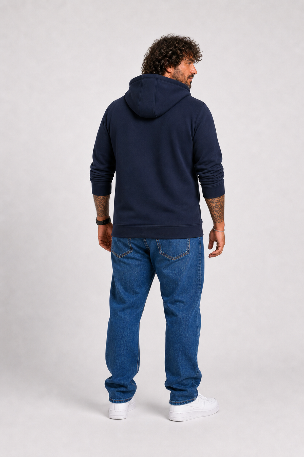 Starbattal Büyük Beden Unisex Kapüşonlu 3ip Sweat 11701 LACIVERT