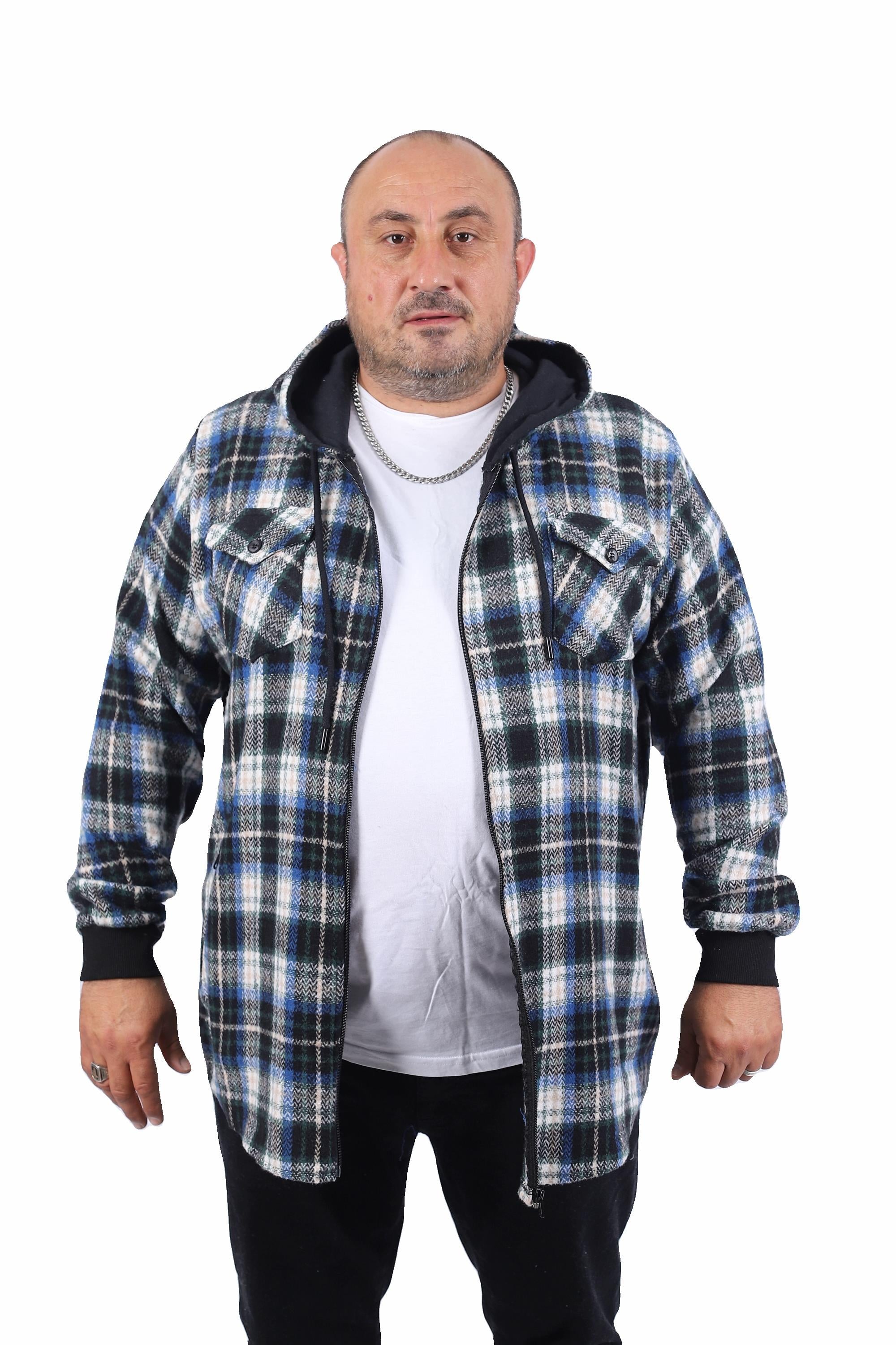 Starbattal Erkek Büyük Beden Kapüşonlu Sweat Oduncu Çiftcep 22203-1733