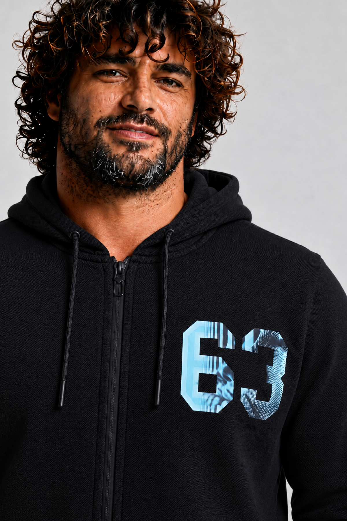 Starbattal Büyük Beden Kapüşonlu Sweat Double Face Sixty Three 25704 SIYAH