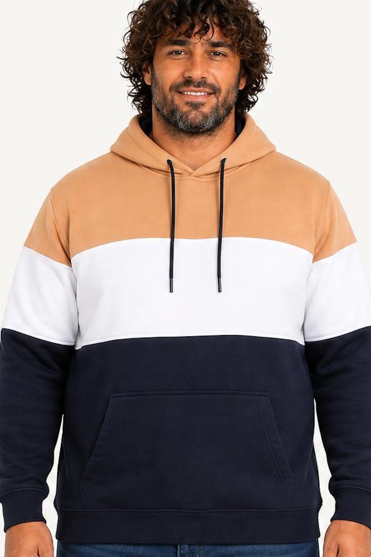Starbattal Büyük Beden Kapüşonlu 3ip Sweat MG 25725 TABA
