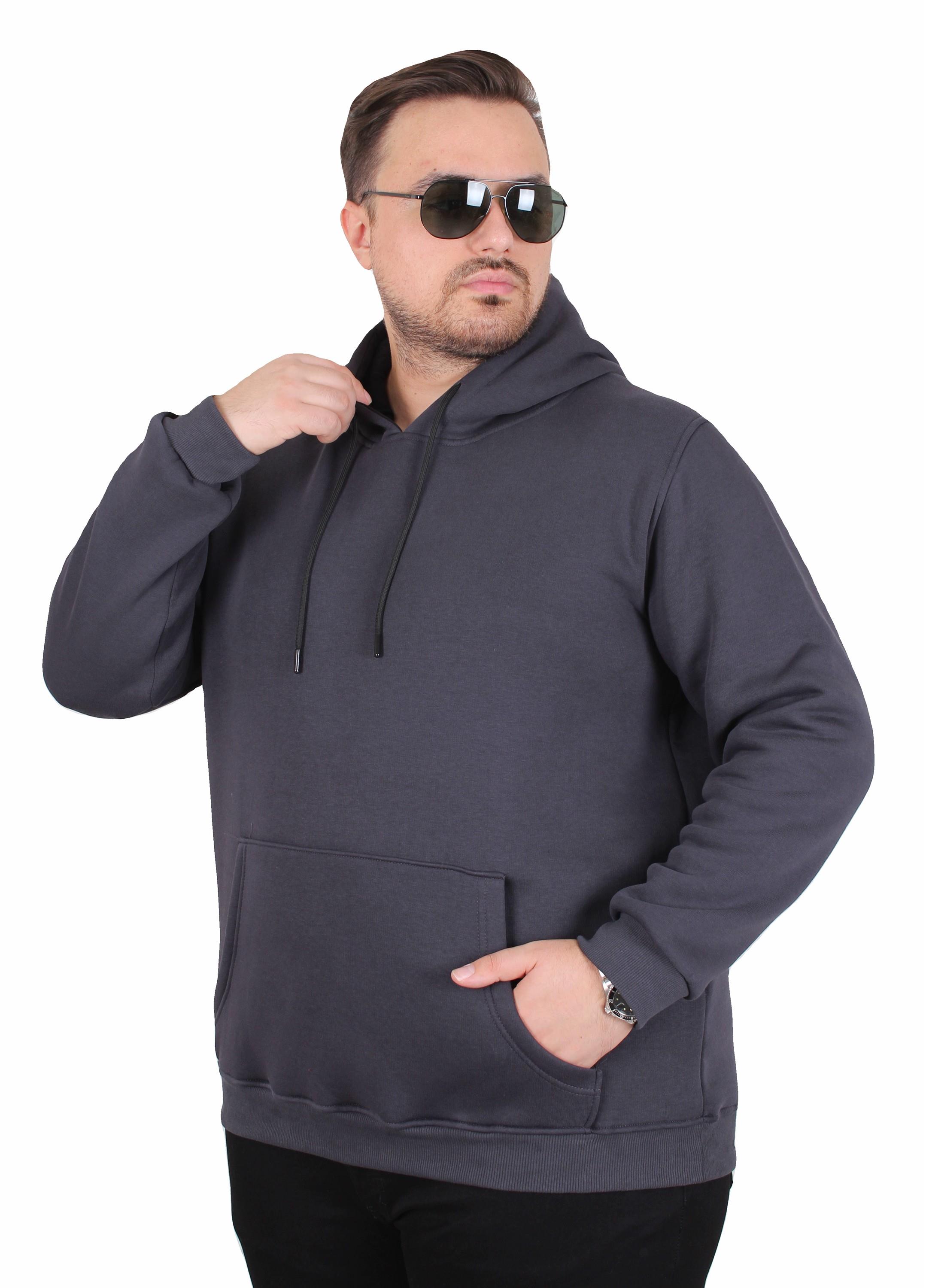 Starbattal Büyük Beden Erkek Basic Sweat Kapüşonlu 11700 FUME