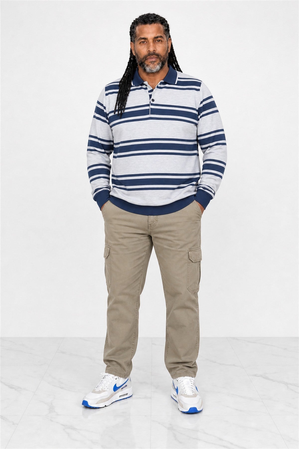 Starbattal Büyük Beden Erkek Polo Yaka Sweatshirt 22404-746