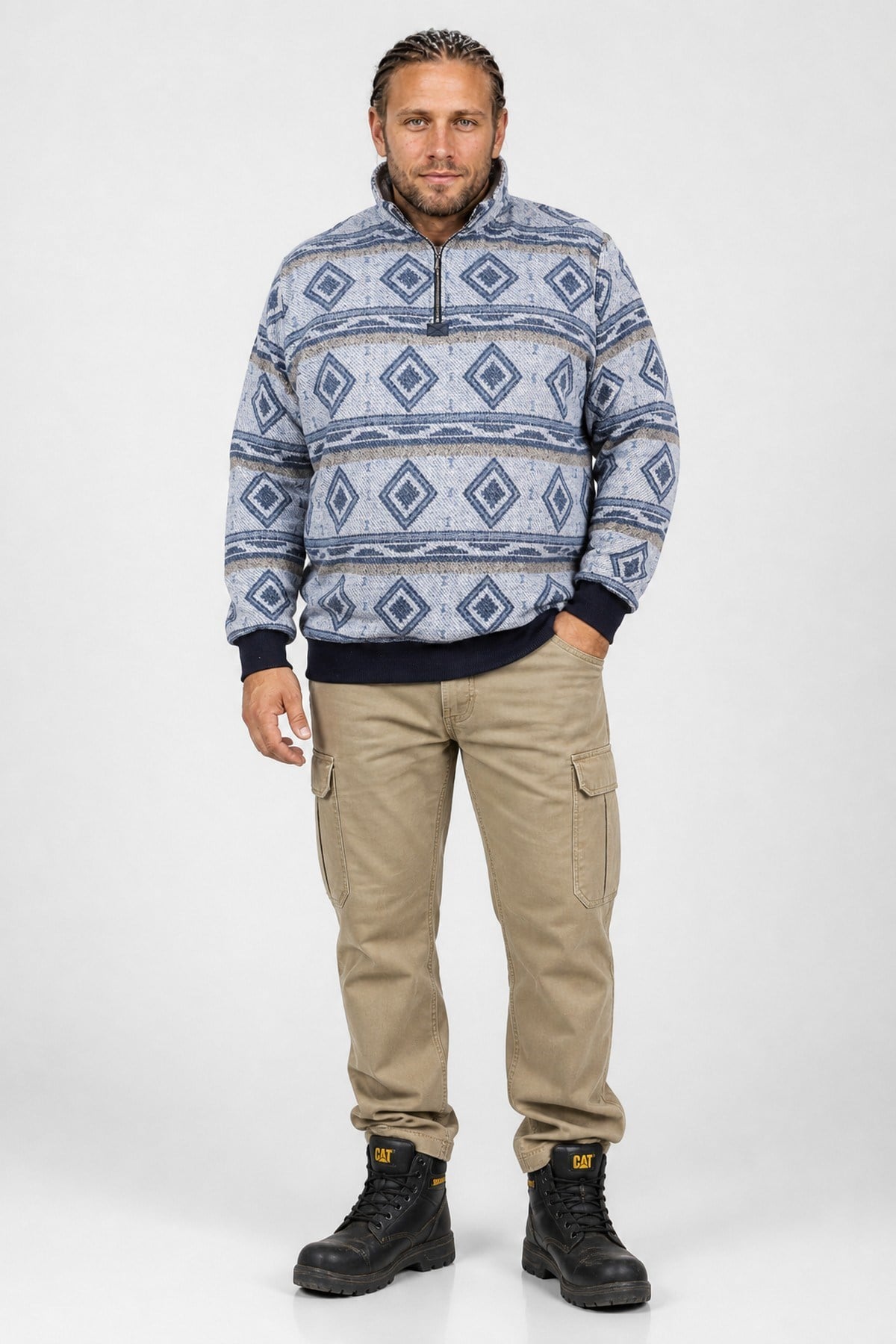 Starbattal Sweatshirt Oduncu Polo Yaka Fermuarlı 22220-2197