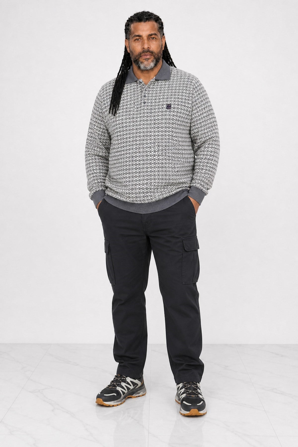 Starbattal Büyük Beden Erkek Sweatshirt Polo Yaka 22714-721