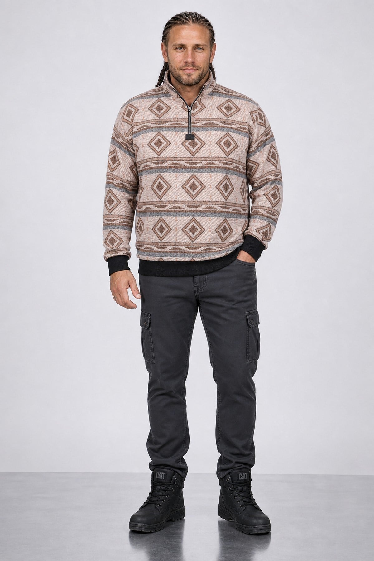 Starbattal Sweatshirt Oduncu Polo Yaka Fermuarlı 22220-2203