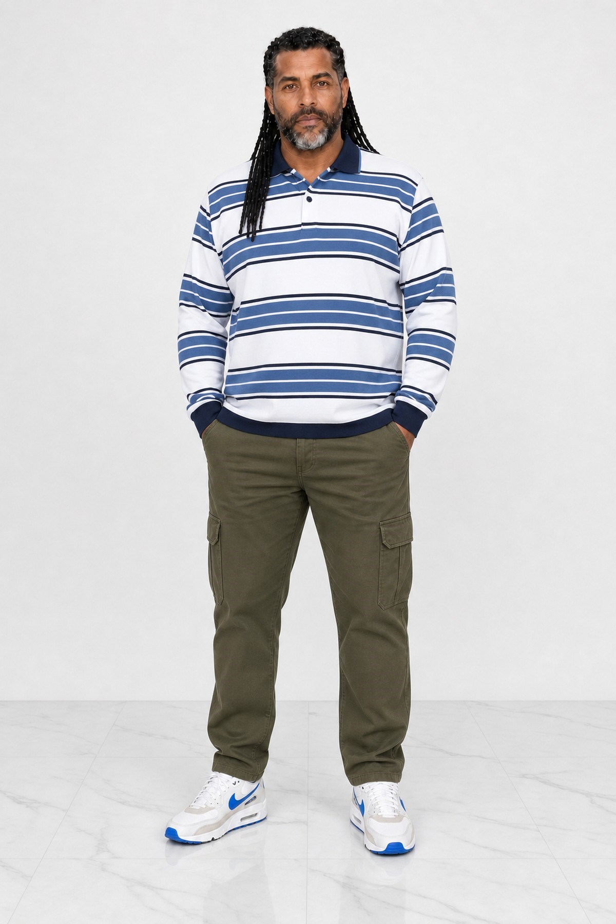 Starbattal Büyük Beden Erkek Polo Yaka Selanik Sweatshirt 22405-1150