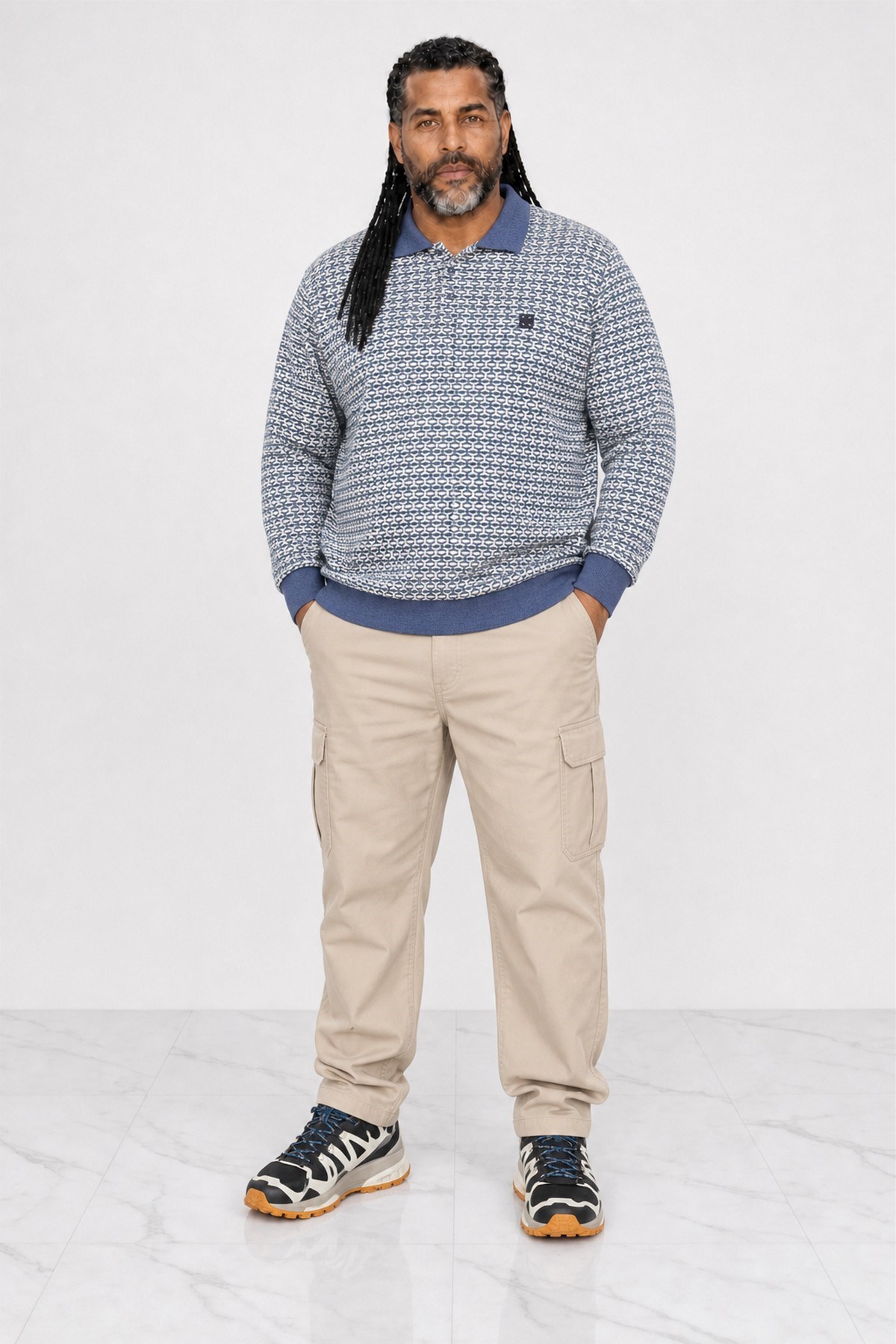 Starbattal Büyük Beden Erkek Sweatshirt Polo Yaka 22714-700