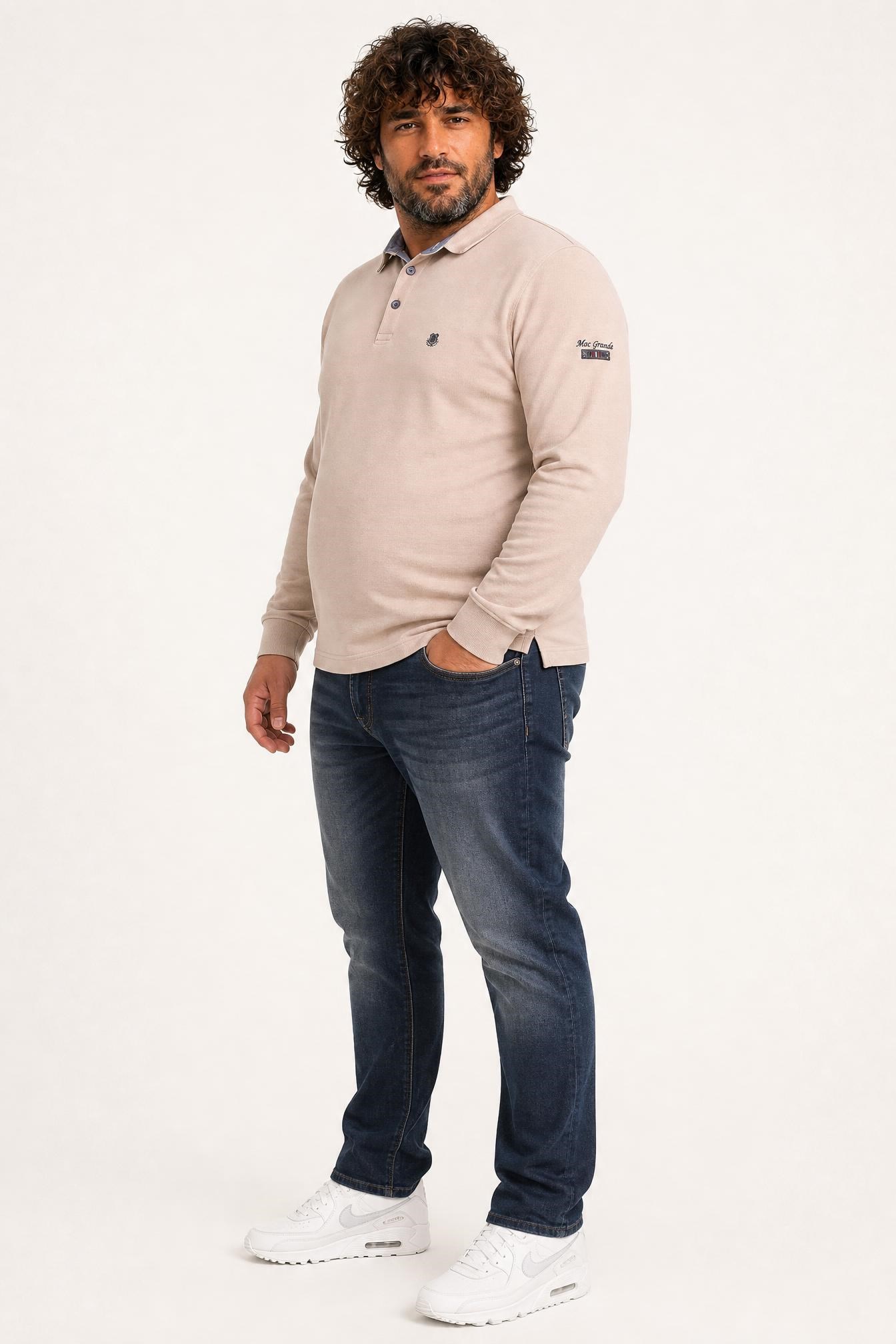 Starbattal Erkek Büyük Beden Polo Yaka Sweat Orjinal 24409 BEJ
