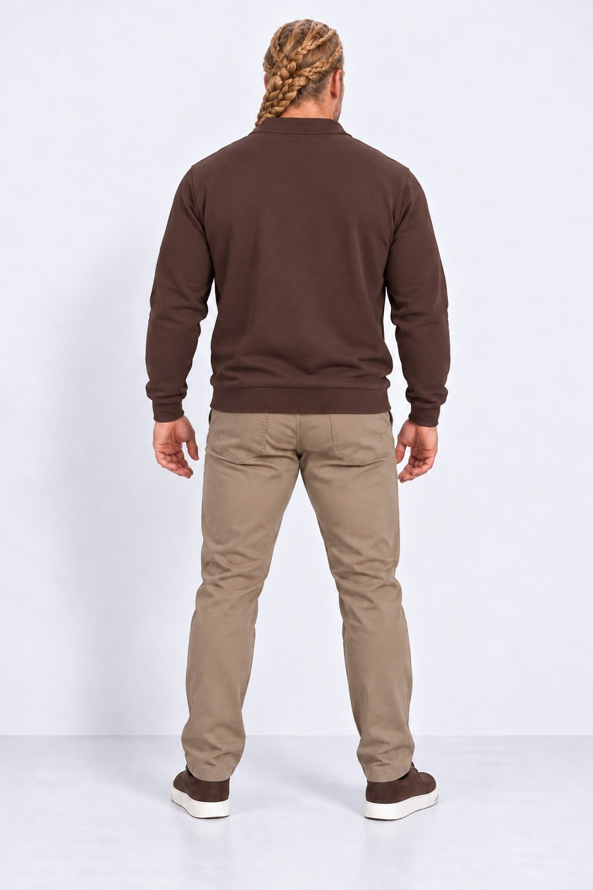 Starbattal Erkek Büyük Beden Polo Yaka Double Face Sweat 26708 KAHVERENGİ