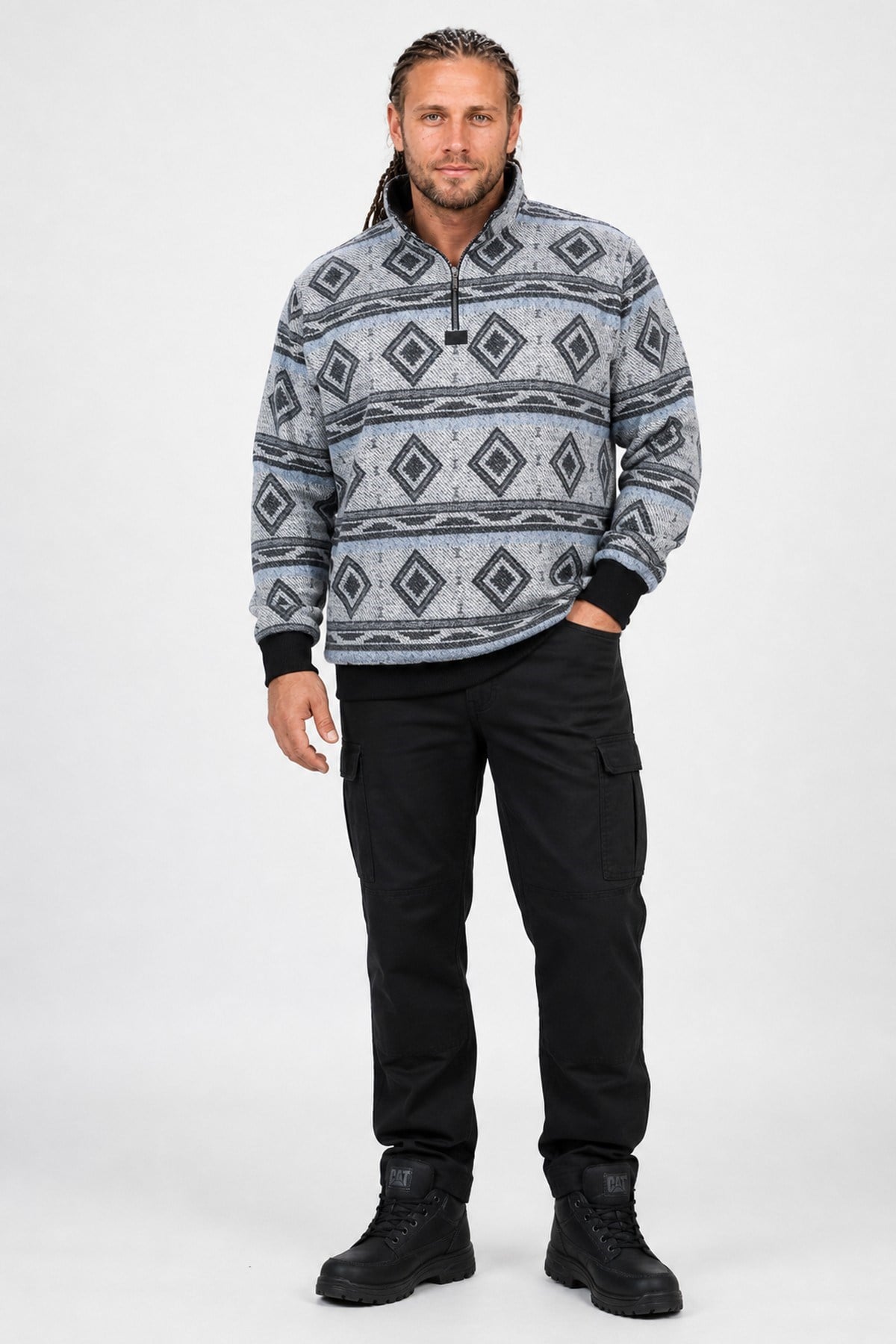 Starbattal Sweatshirt Oduncu Polo Yaka Fermuarlı 22220-2191