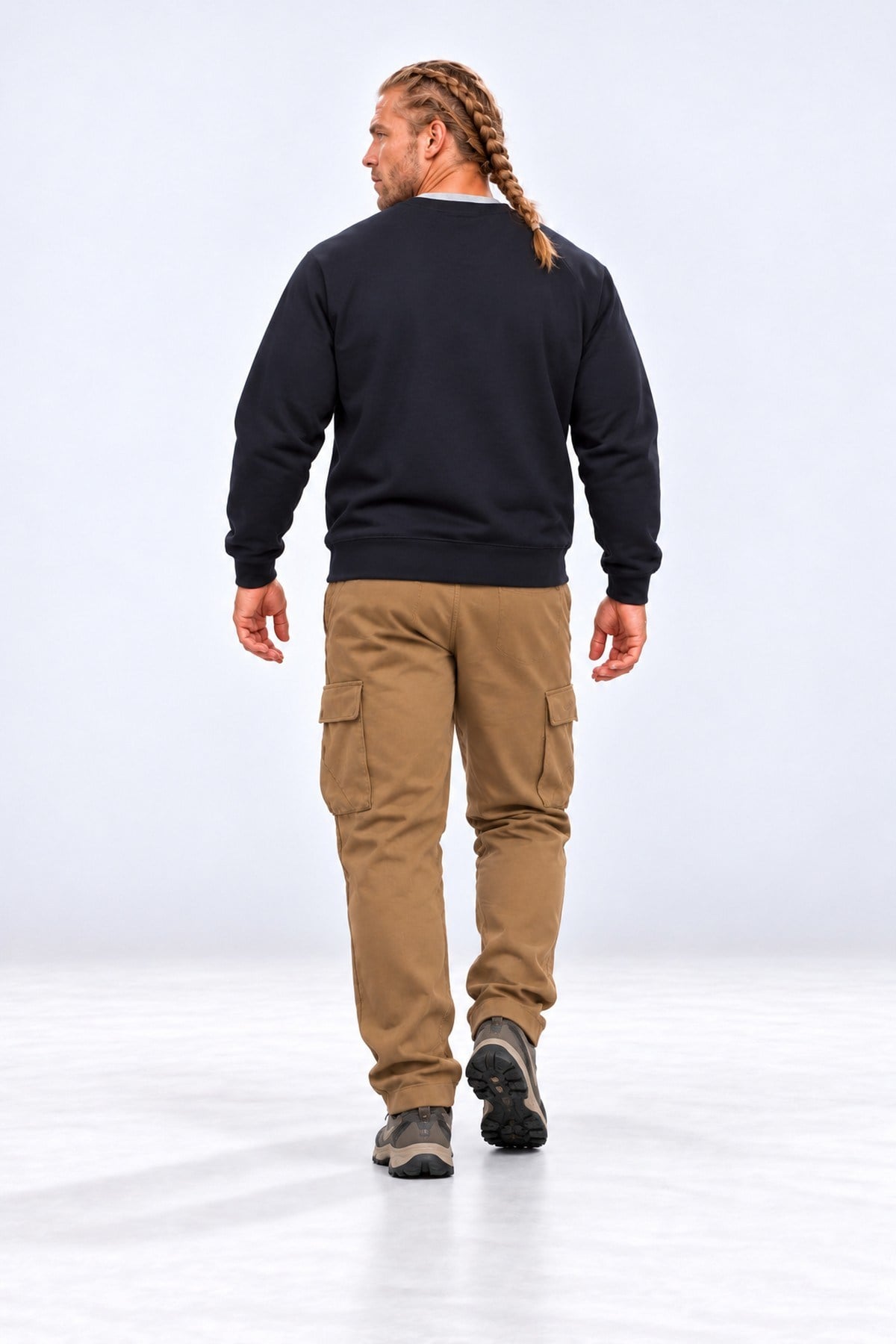 Starbattal Erkek Büyük Beden Henley Yaka Double Face Sweat 26707 LACIVERT