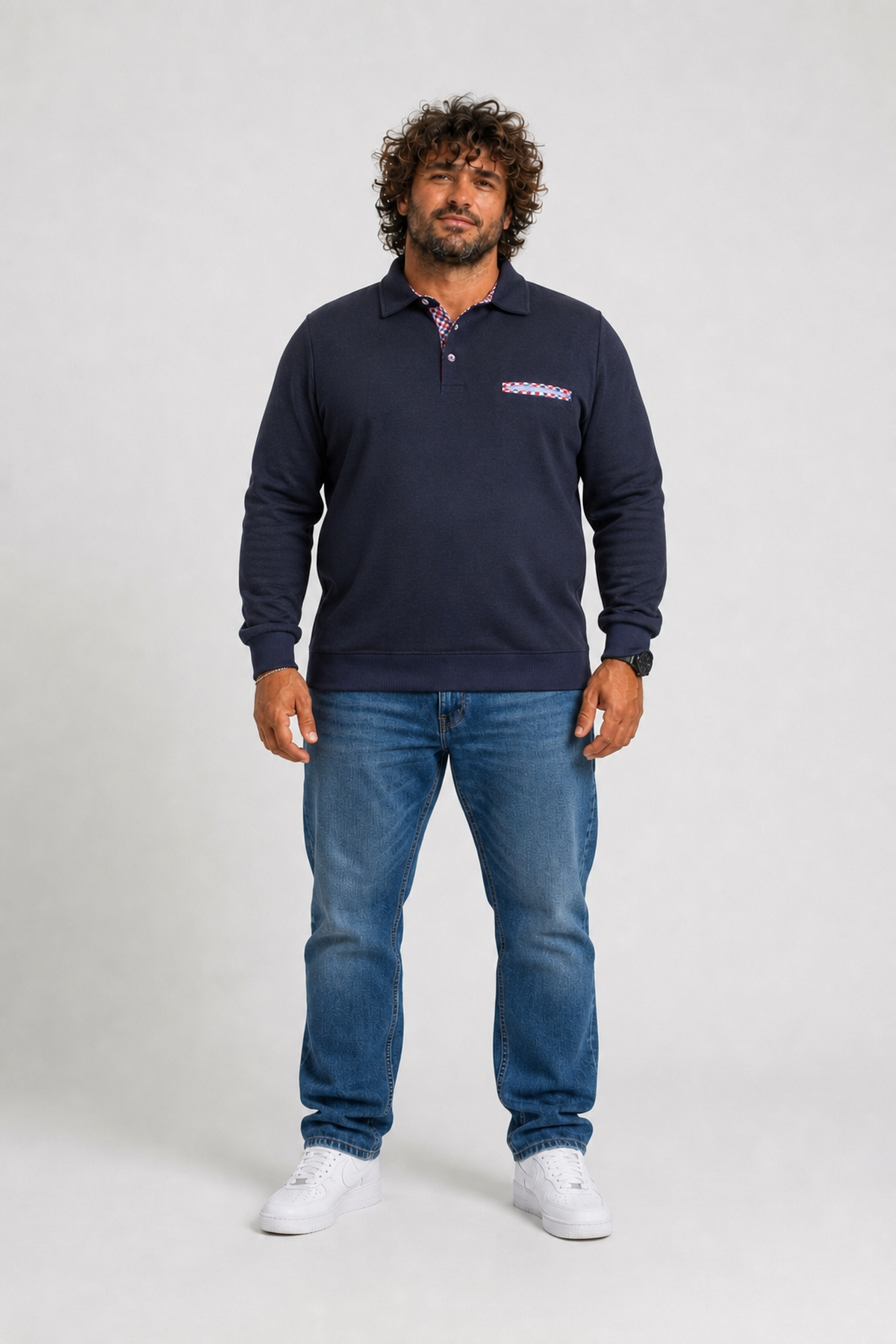 Starbattal Erkek Büyük Beden Polo Yaka Sweat Flota Cep 24407 LACIVERT
