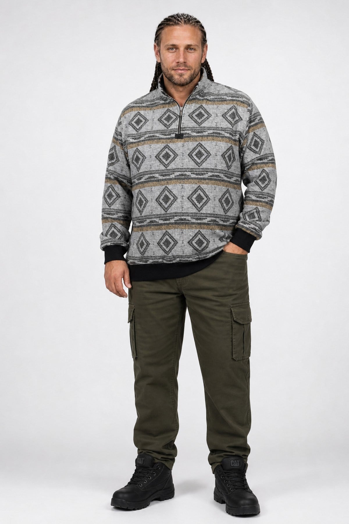 Starbattal Sweatshirt Oduncu Polo Yaka Fermuarlı 22220-2209