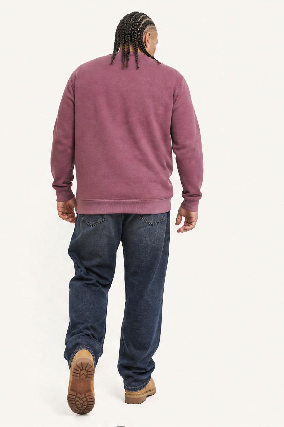 Starbattal Erkek Büyük Beden Sıfır Yaka 3ip Sweat Original 24203 Eflatun