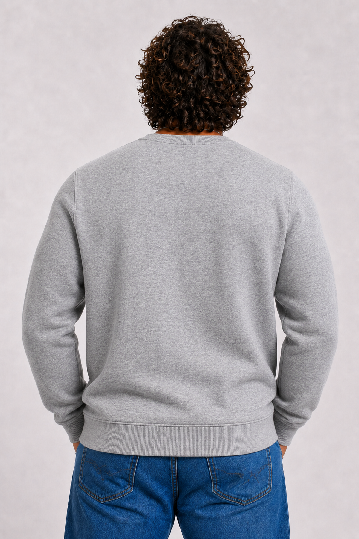 Starbattal Erkek Büyük Beden Sıfır Yaka 3ip Sweat Black 24202 GRI MELANJ