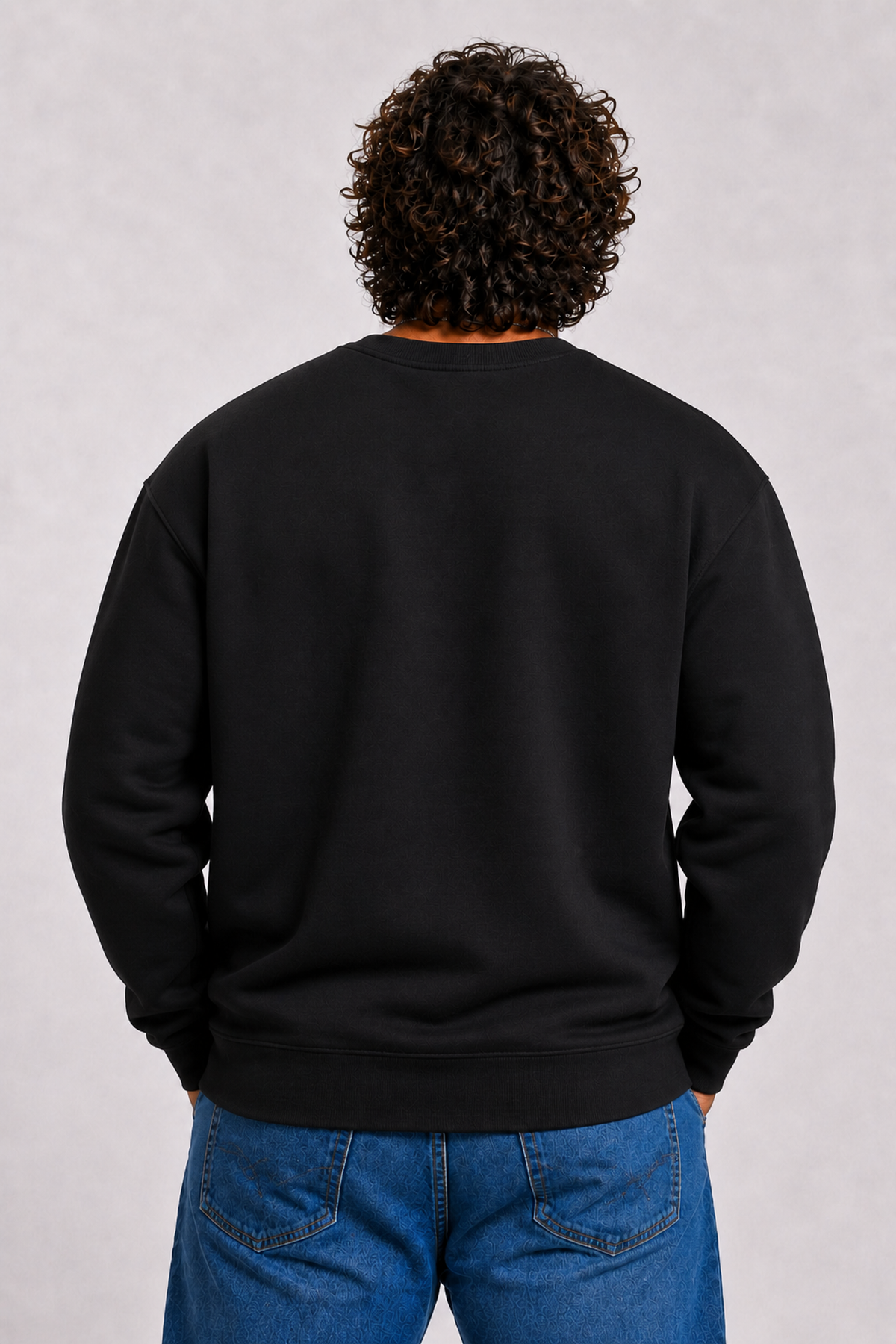 Starbattal Erkek Büyük Beden Sıfır Yaka 3ip Sweat Black 24202 SIYAH