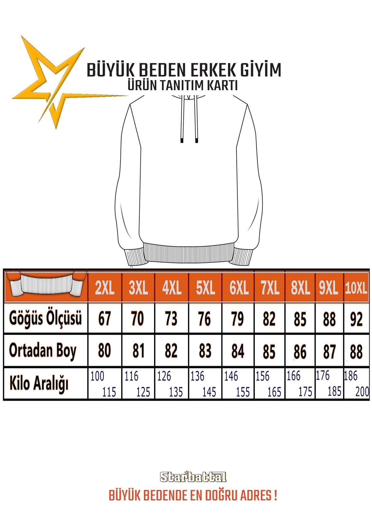 Starbattal Erkek Büyük Beden Sıfır Yaka Sweat Streetwear 23206 MURDUM