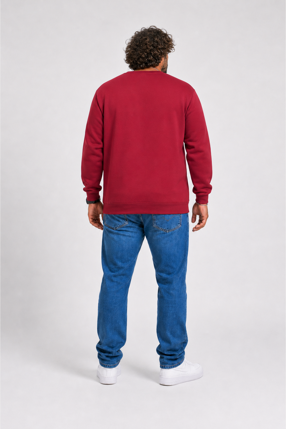 Starbattal Erkek Büyük Beden Sıfır Yaka 3ip Sweat London 24208 BORDO
