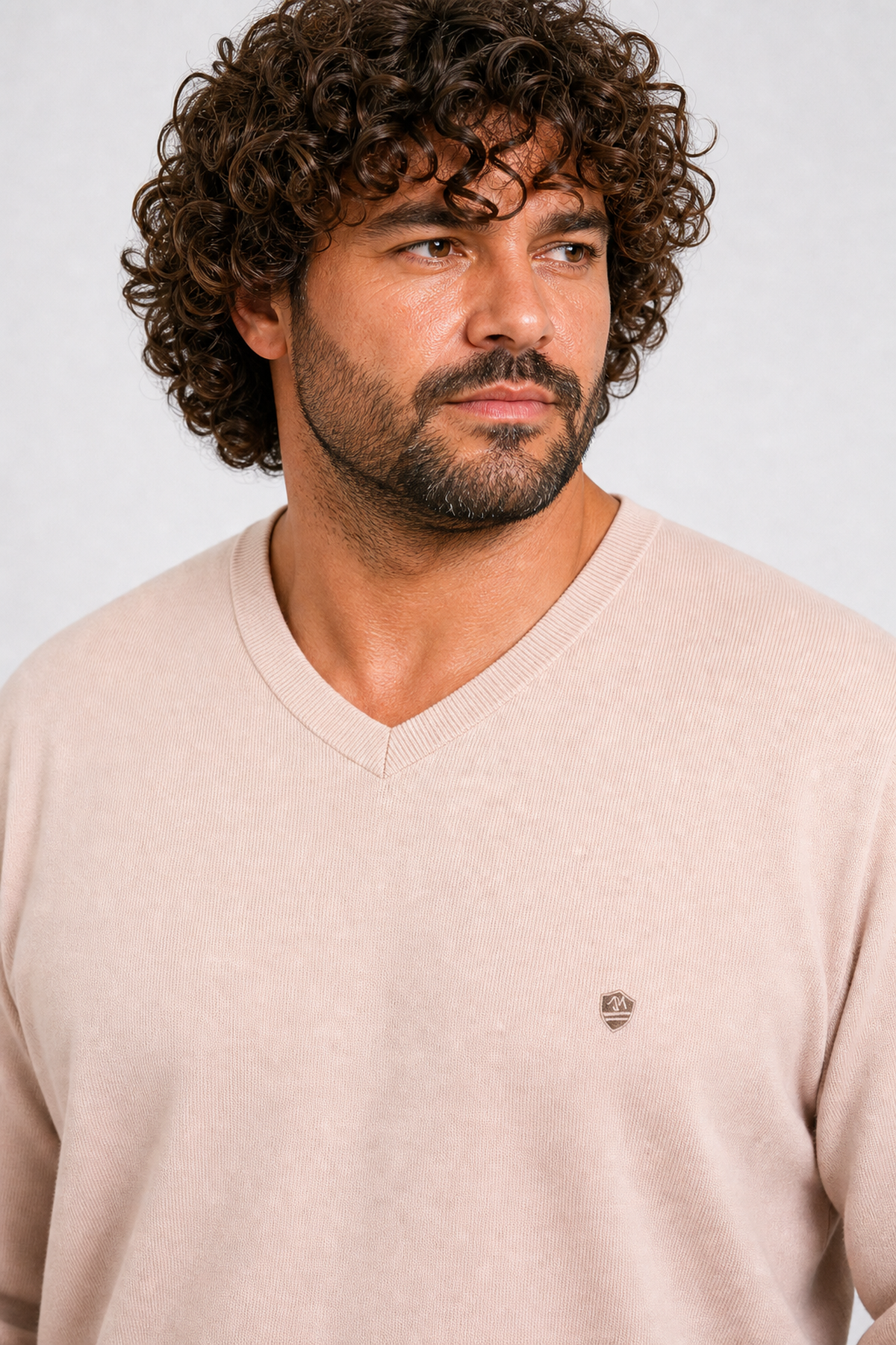 Starbattal Büyük Beden Selanik V Yaka Classic Sweat 23201 BEJ