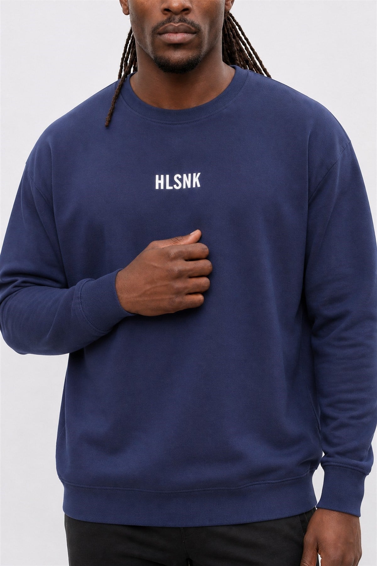 Starbattal Erkek Büyük Beden Sıfır Yaka Sweat Hlsnk 23204 INDIGO