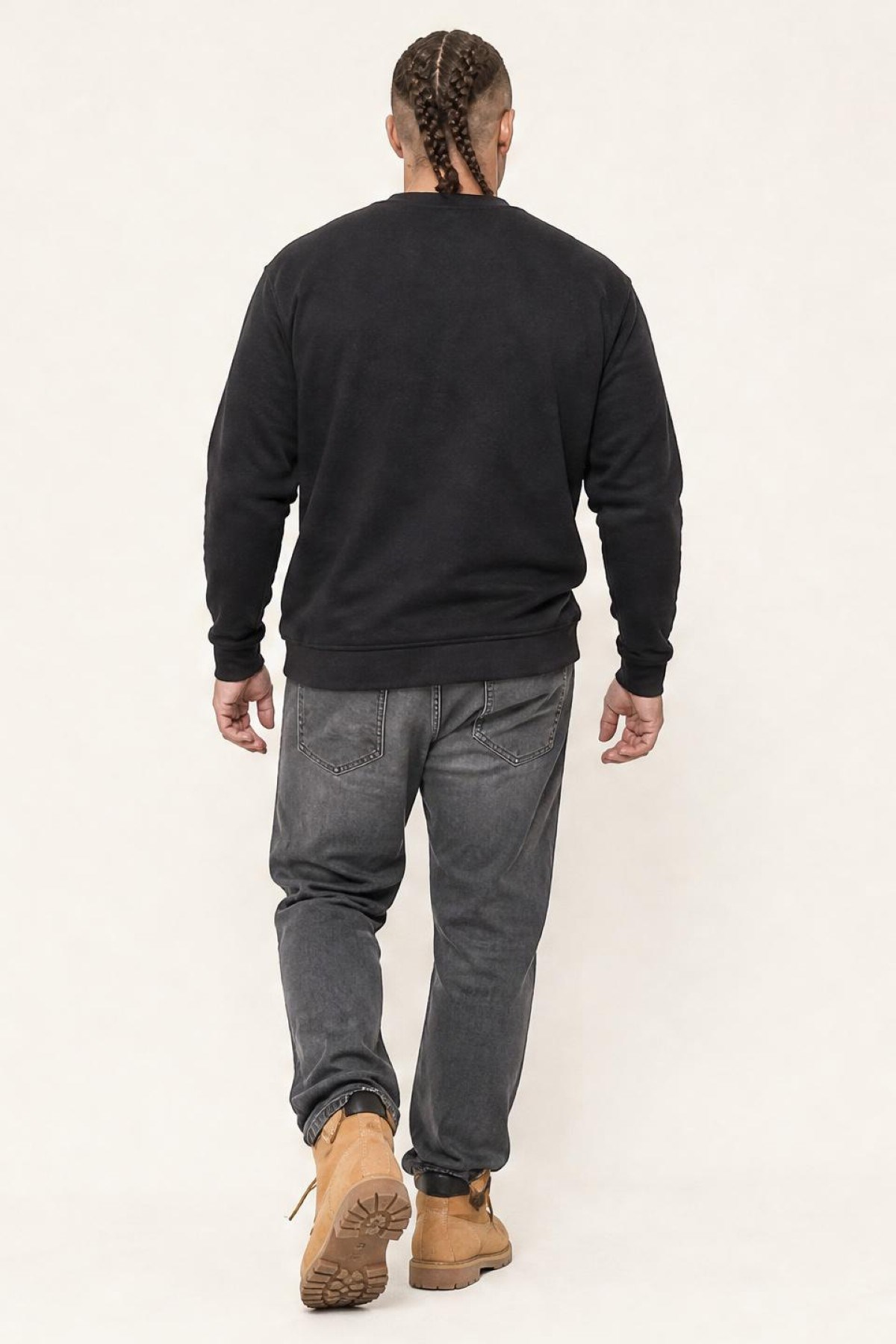 Starbattal Erkek Büyük Beden Sıfır Yaka 3ip Sweat Original 24203 SIYAH