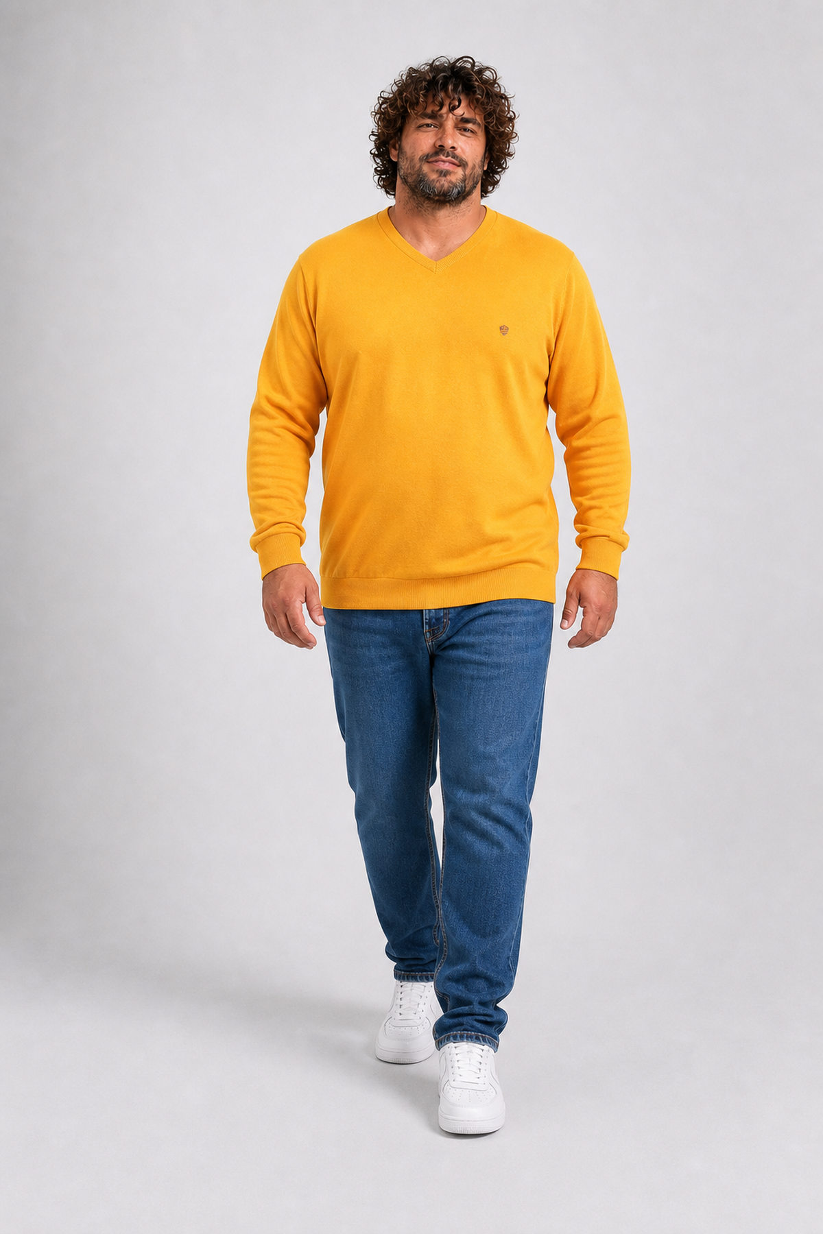 Starbattal Büyük Beden Selanik V Yaka Classic Sweat 23201 HARDAL