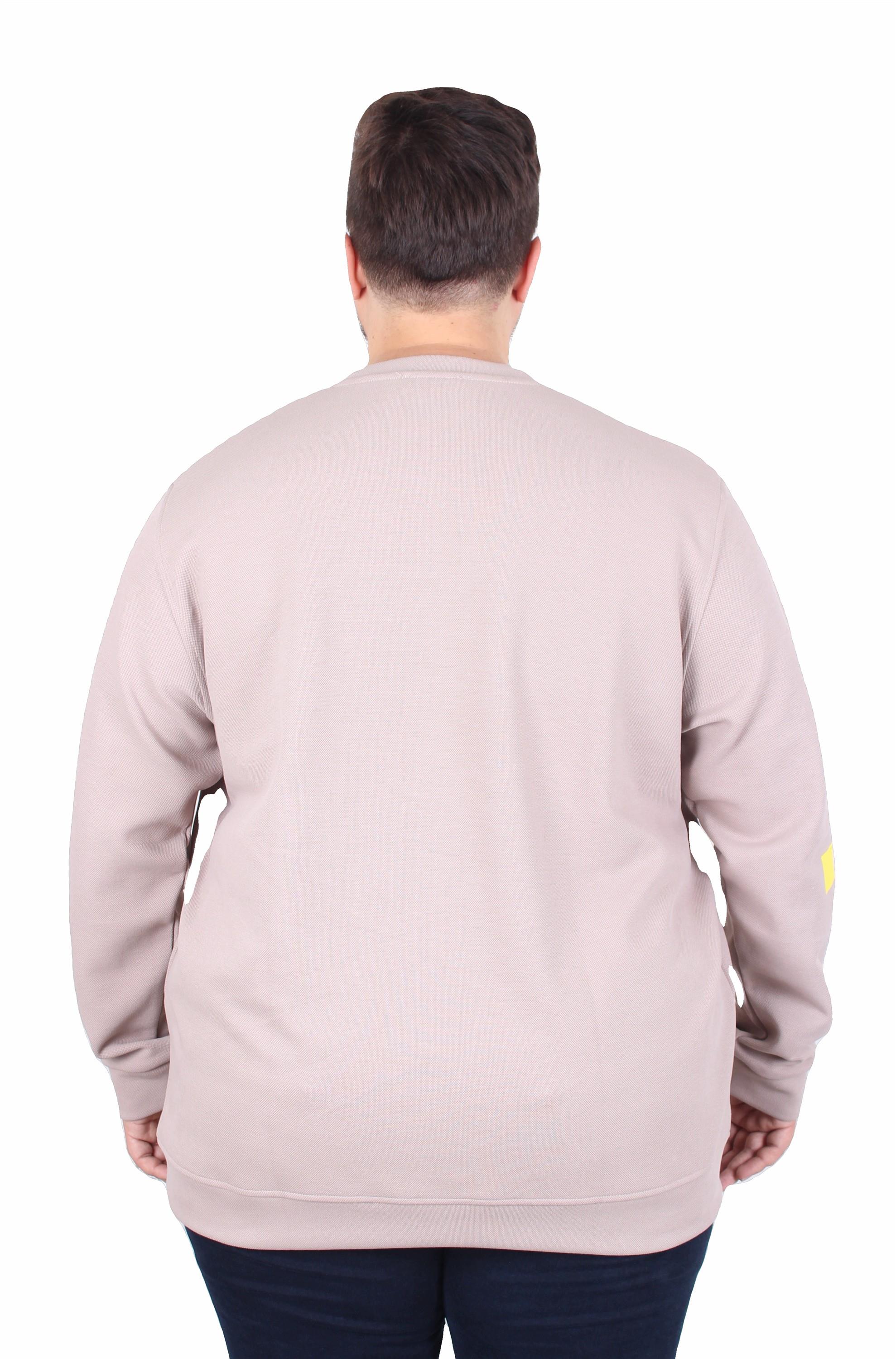 Starbattal Büyük Beden Bisiklet Yaka Sweat Double Face Pike EO 25703 BEJ