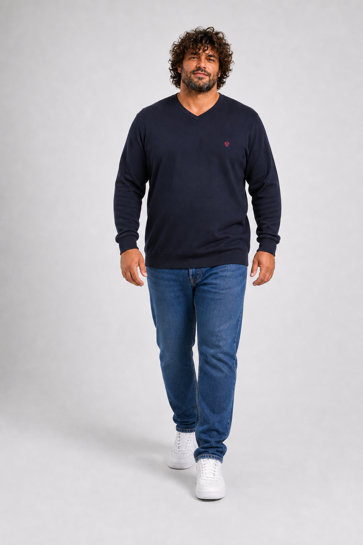 Starbattal Büyük Beden Selanik V Yaka Classic Sweat 23201 LACIVERT