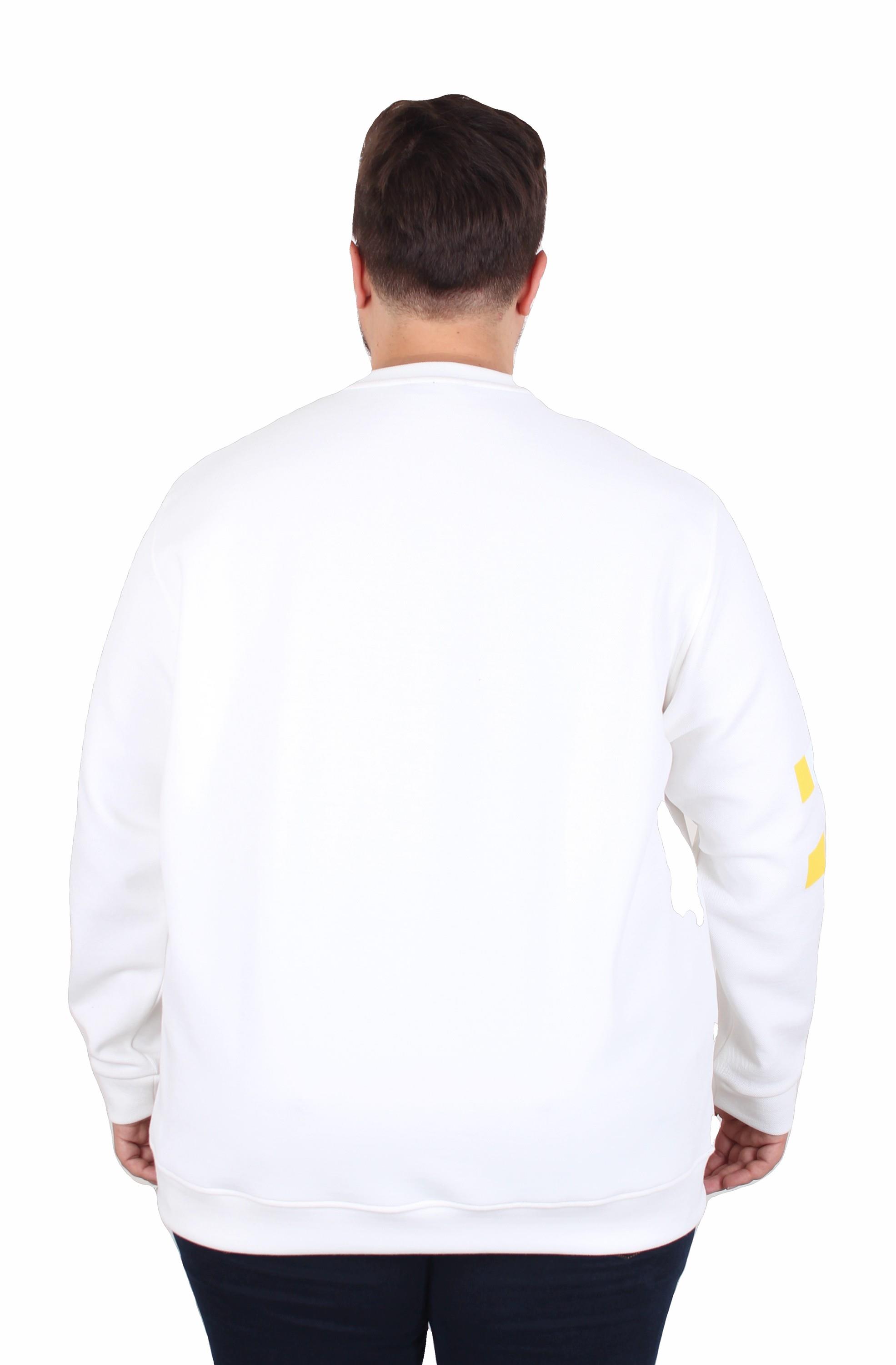 Starbattal Büyük Beden Bisiklet Yaka Sweat Double Face Pike EO 25703 EKRU