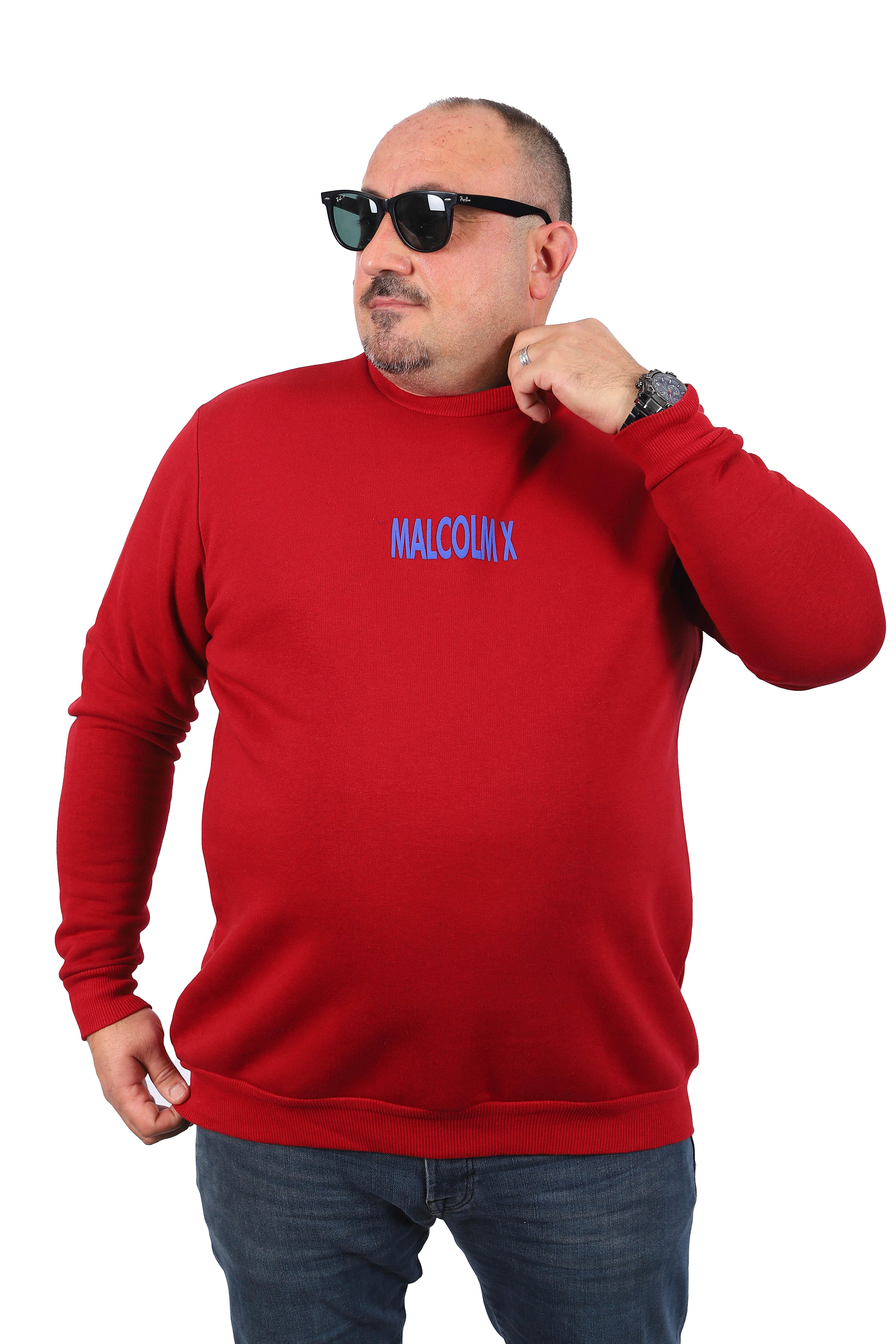 Starbattal Büyük Beden Erkek Sweat MalcolmX 22735 BORDO