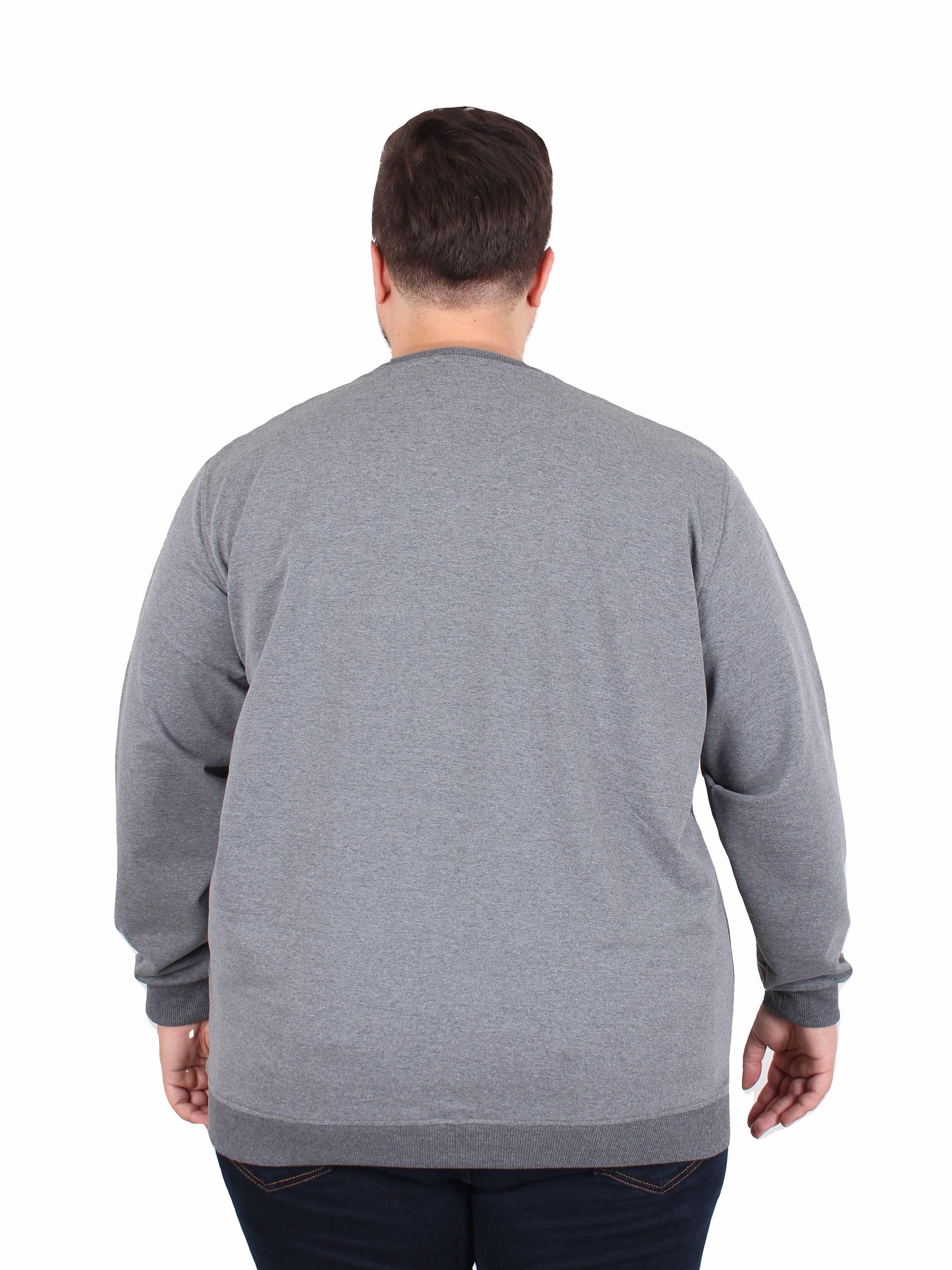 Starbattal Büyük Beden Sıfır Yaka Classic Sweat 23216 ANTRASIT