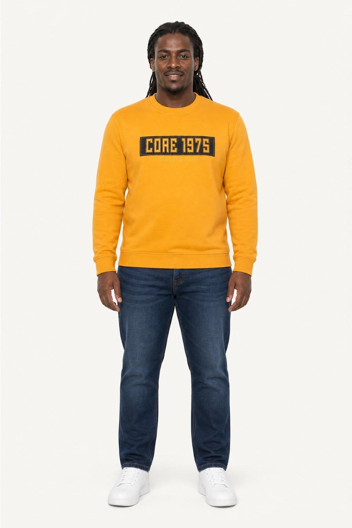 Starbattal Erkek Büyük Beden Sıfır Yaka 3ip Sweat Core 1975 24209 HARDAL