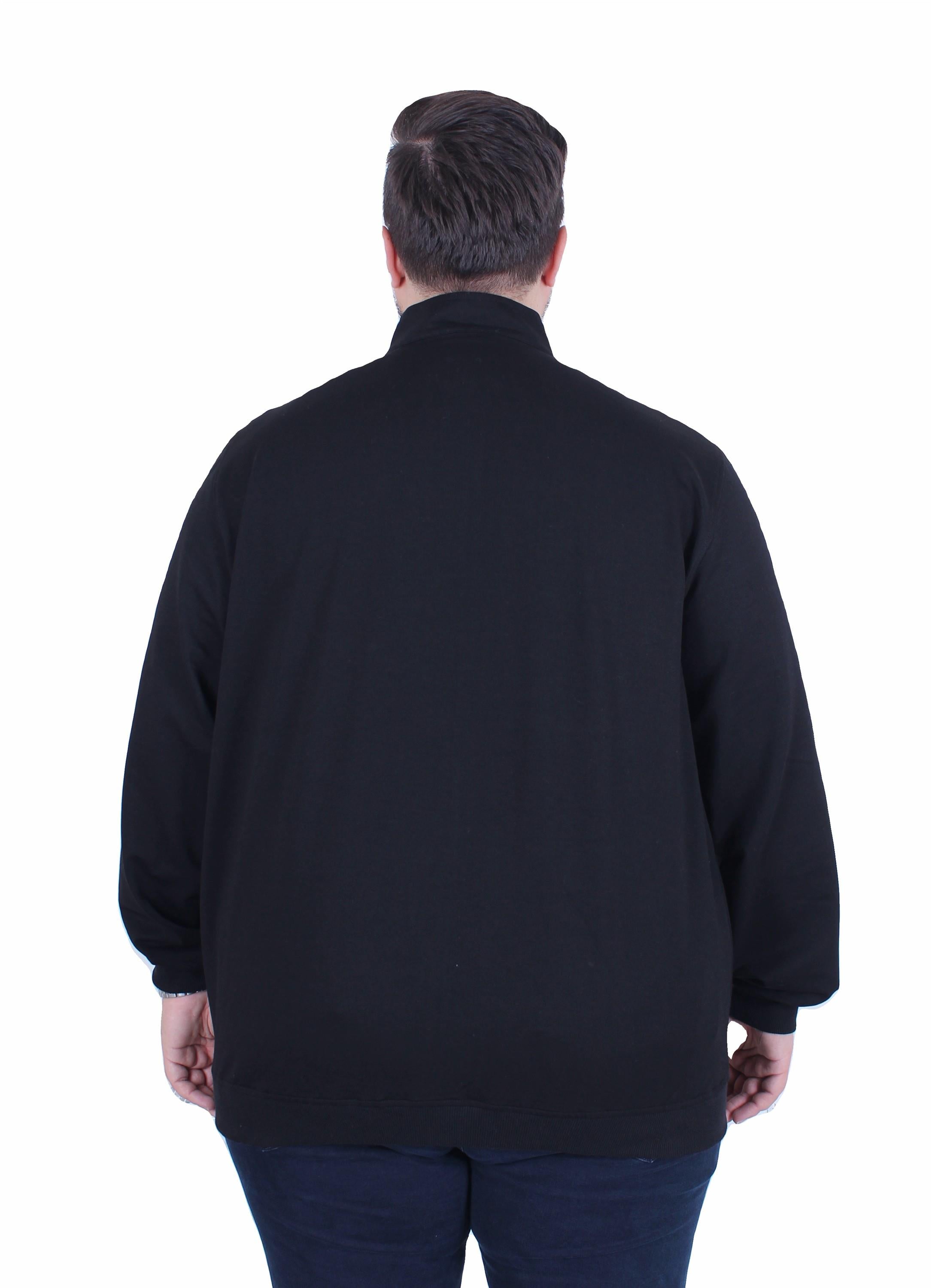 Starbattal Büyük Beden Basic Mevsimlik Fermuarlı Sweatshirt 22750 SIYAH