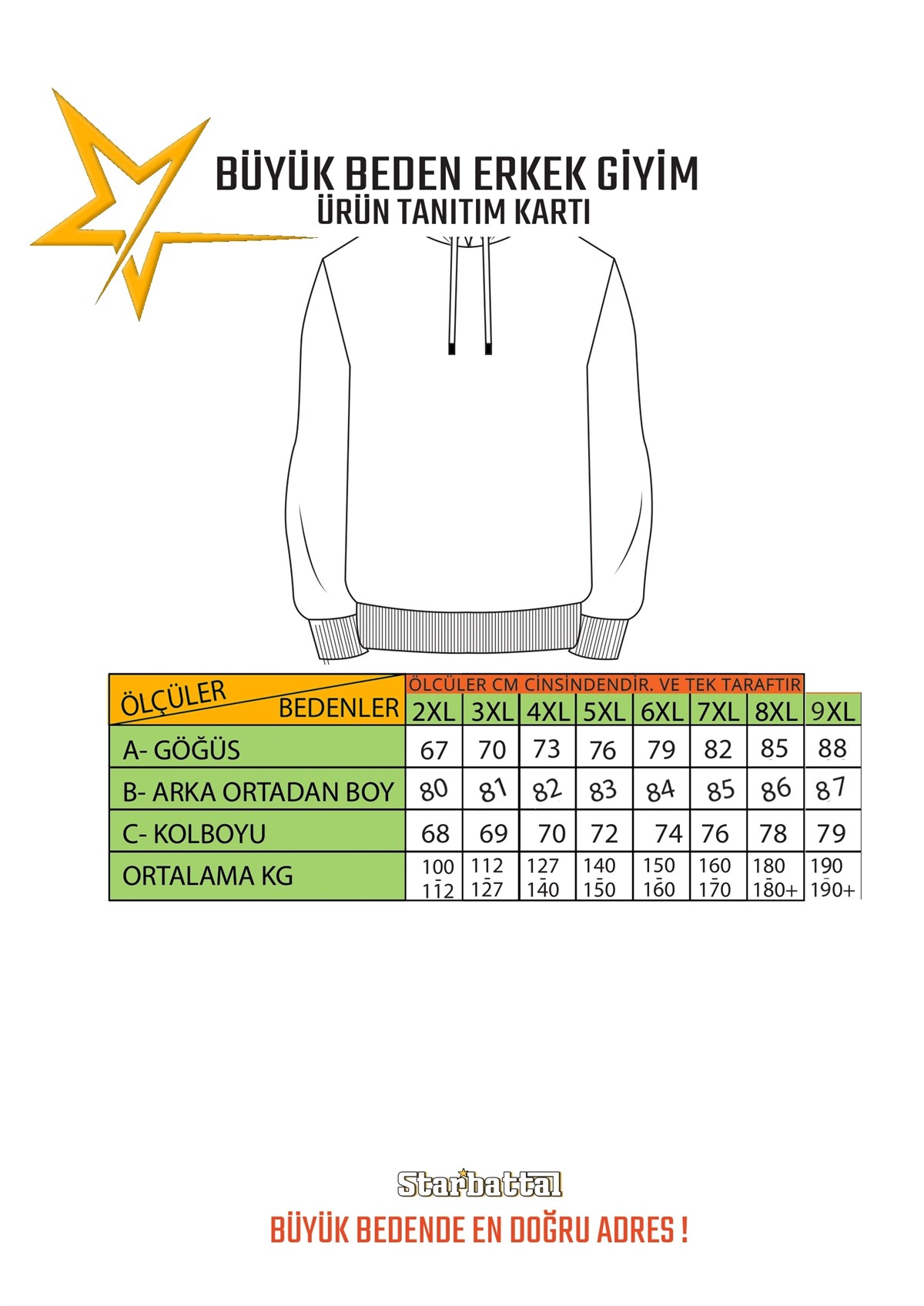 Starbattal Büyük Beden Basic Mevsimlik Fermuarlı Sweatshirt 22750 SIYAH
