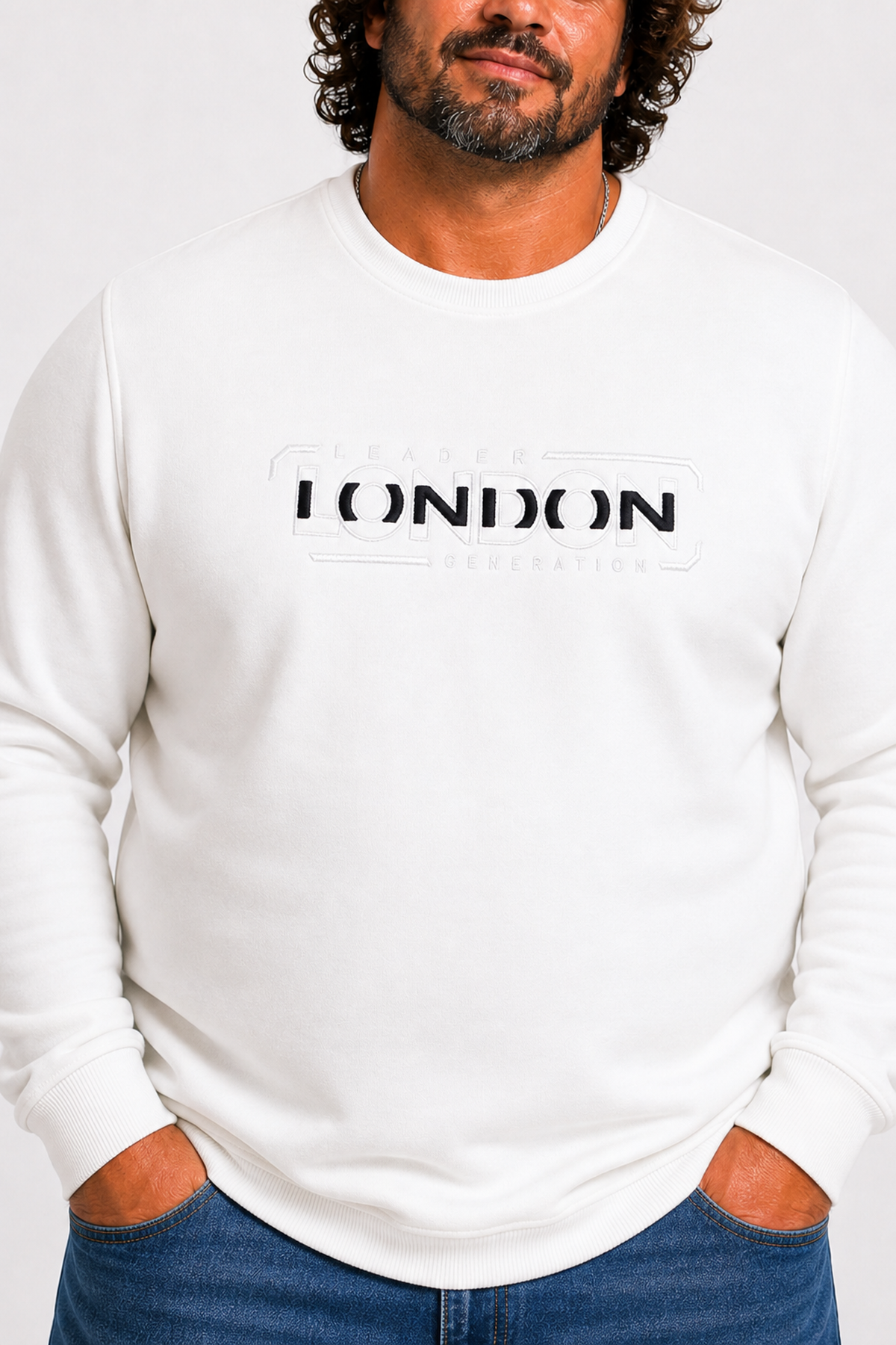 Starbattal Erkek Büyük Beden Sıfır Yaka 3ip Sweat London 24208 EKRU
