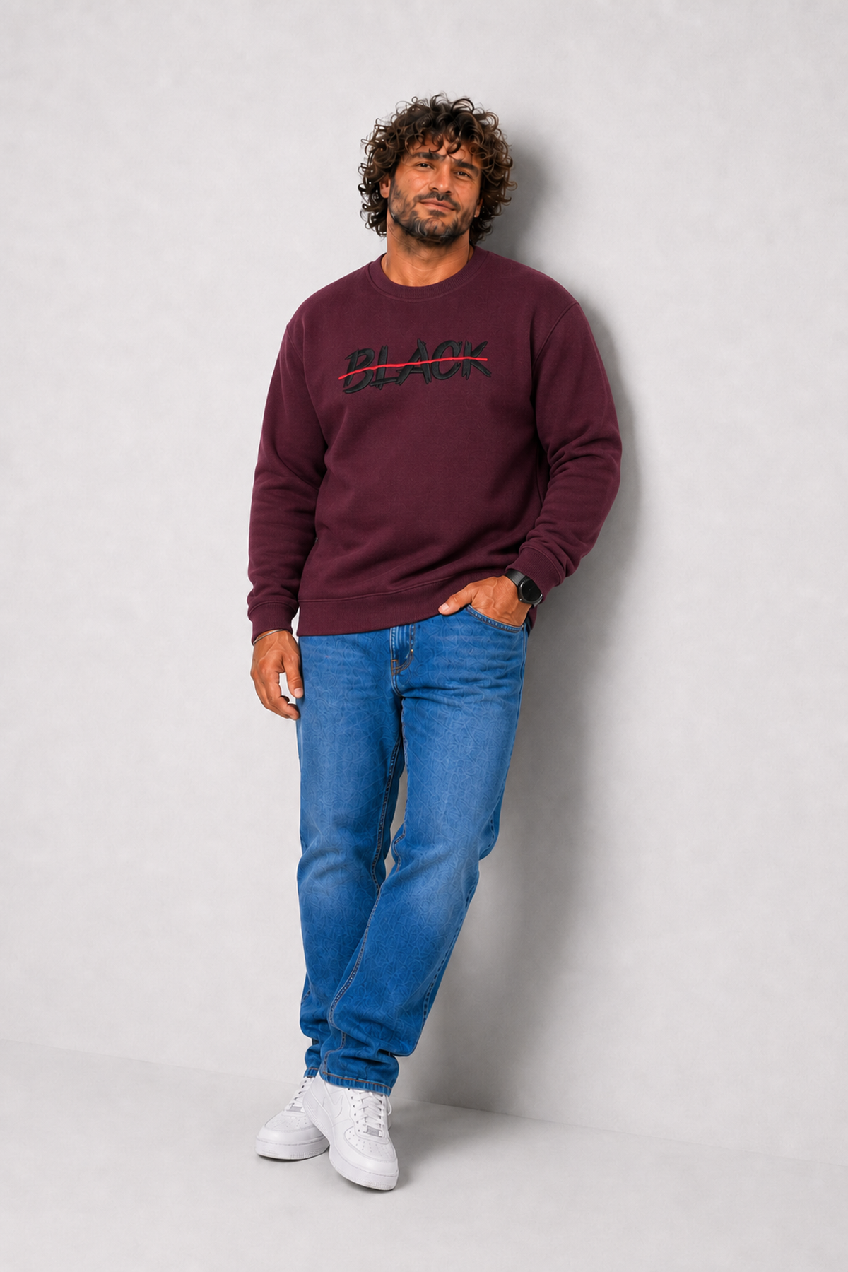 Starbattal Erkek Büyük Beden Sıfır Yaka 3ip Sweat Black 24202 MURDUM