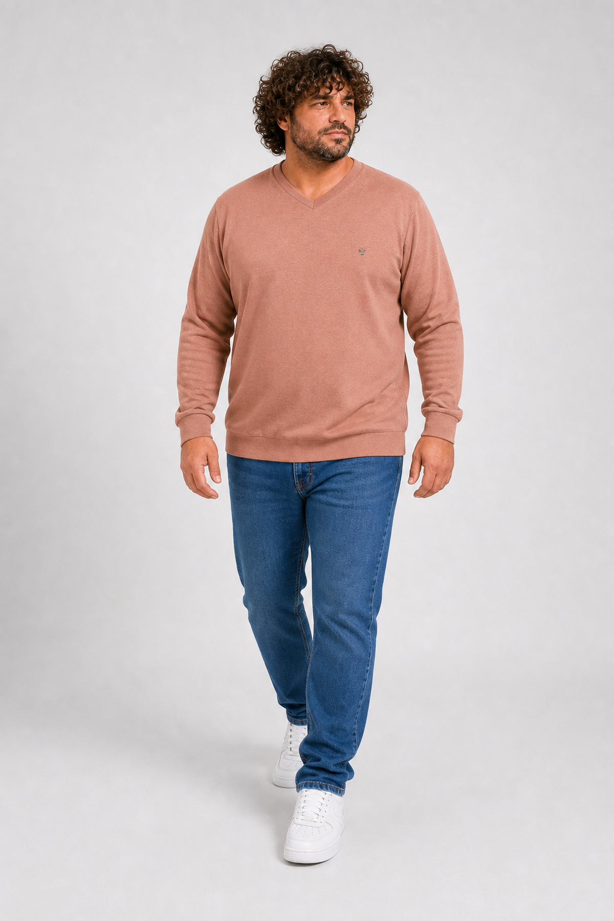 Starbattal Büyük Beden Selanik V Yaka Classic Sweat 23201 S.KAHVE