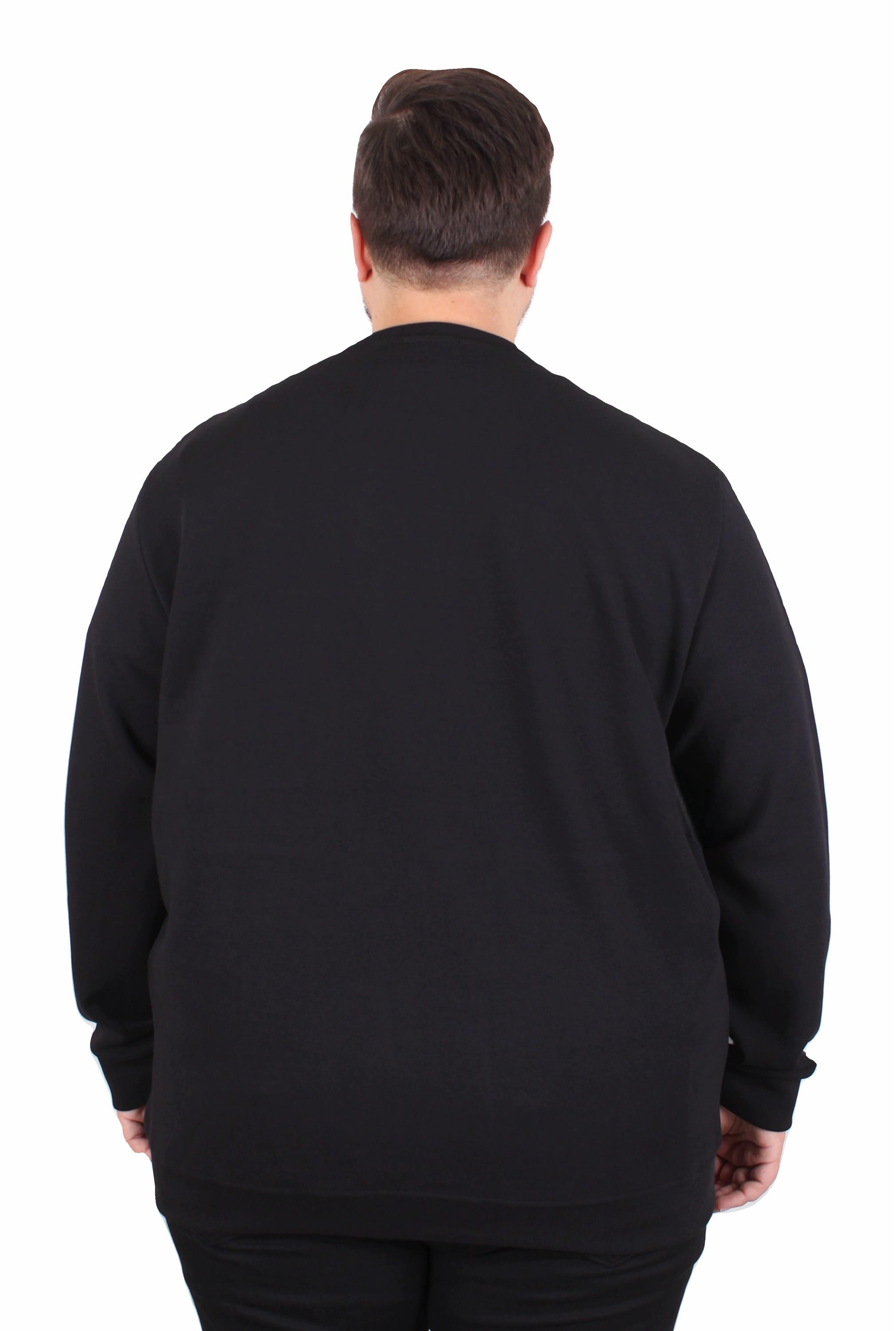 Starbattal Büyük Beden Bisiklet Yaka Cepli Sweat Double Face Pike 25702 SIYAH