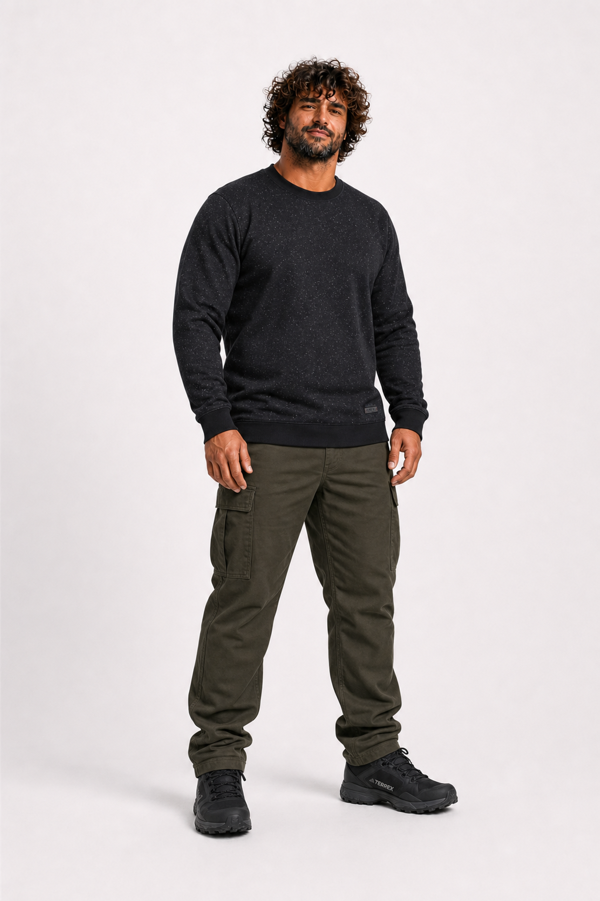 Starbattal Büyük Beden Sweatshirt Bisiklet Yaka Deri Arma 22703-2119