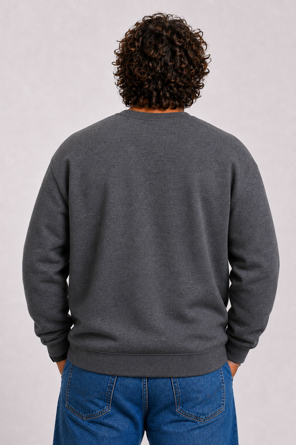 Starbattal Erkek Büyük Beden Sıfır Yaka 3ip Sweat Black 24202 ANTRASİT MELANJ