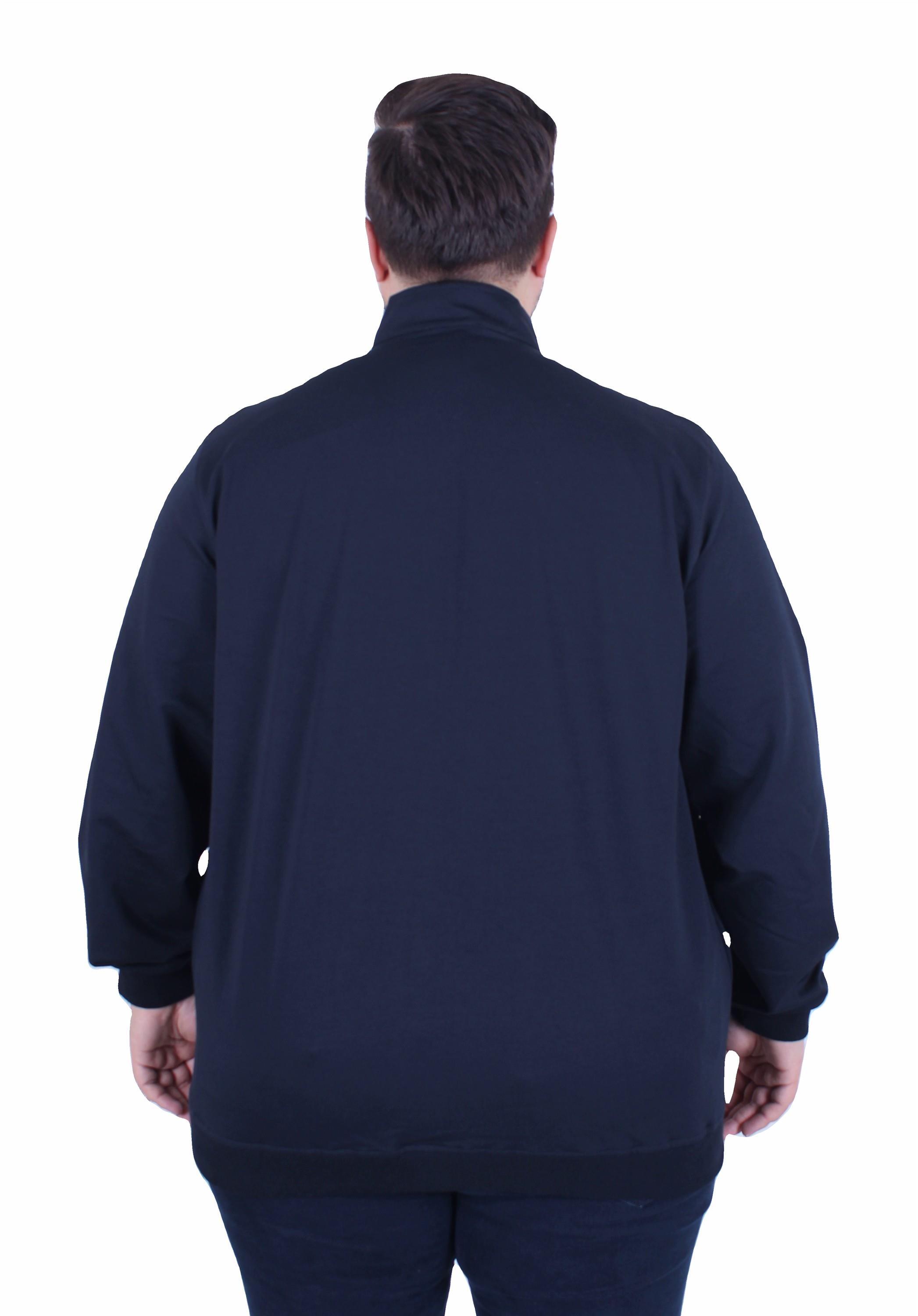 Starbattal Büyük Beden Basic Mevsimlik Fermuarlı Sweatshirt 22750 LACIVERT