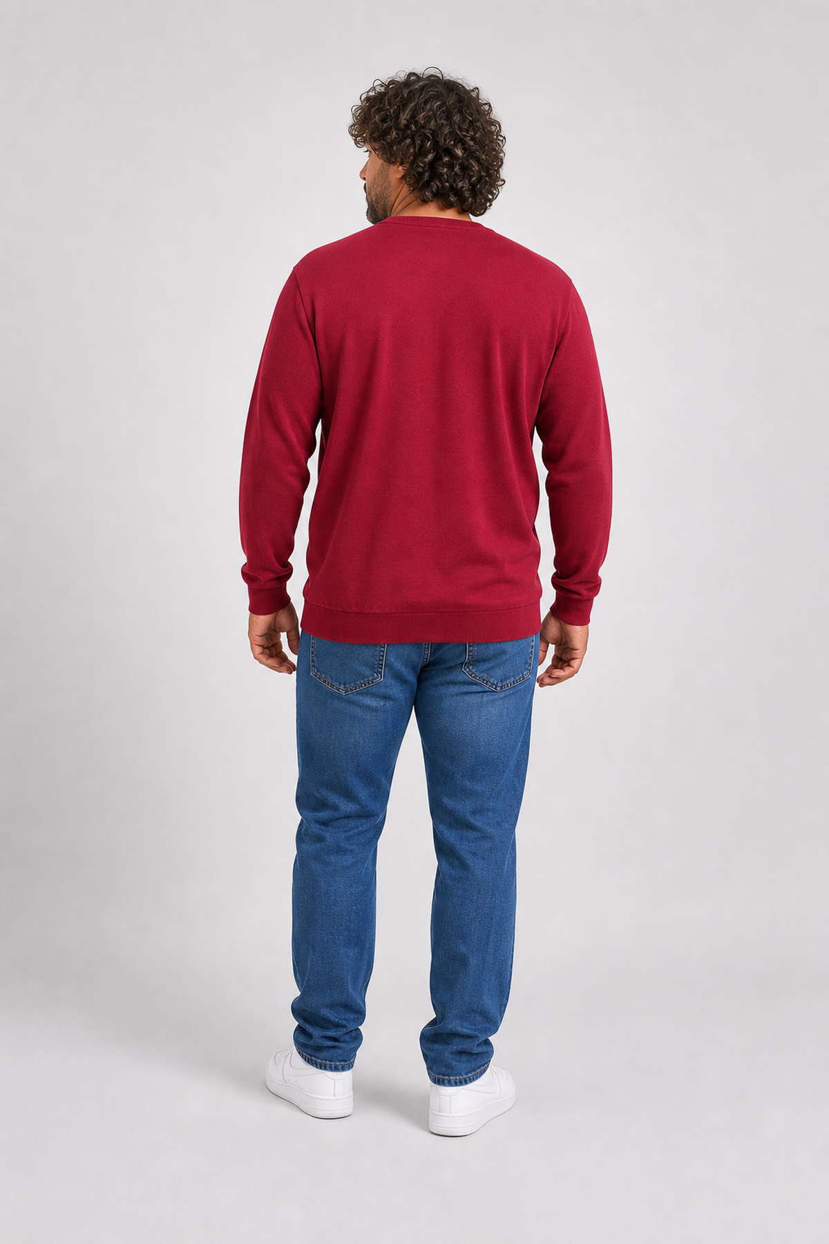 Starbattal Büyük Beden Selanik V Yaka Classic Sweat 23201 BORDO