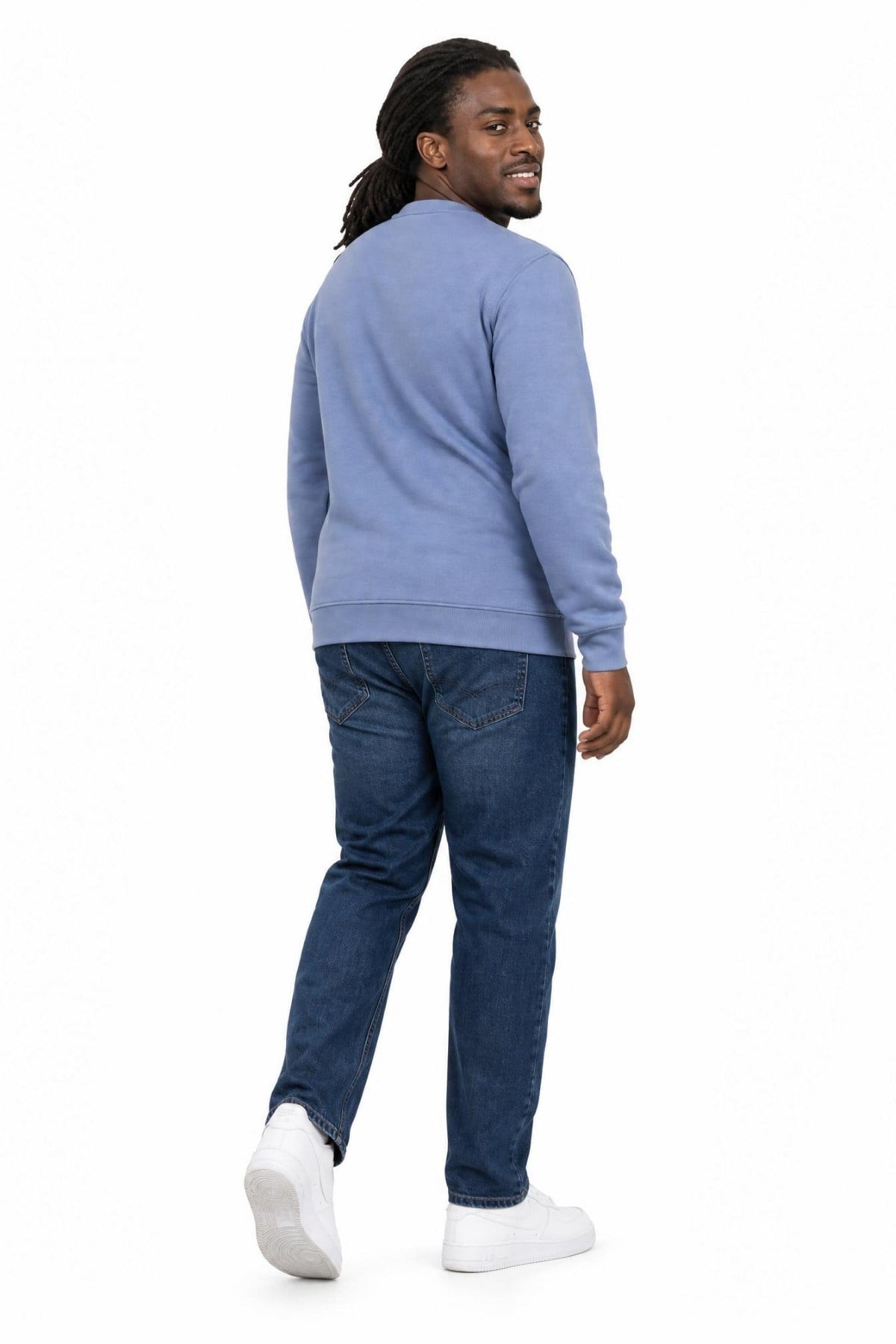 Starbattal Erkek Büyük Beden Sıfır Yaka 3ip Sweat Core 1975 24209 MAVI