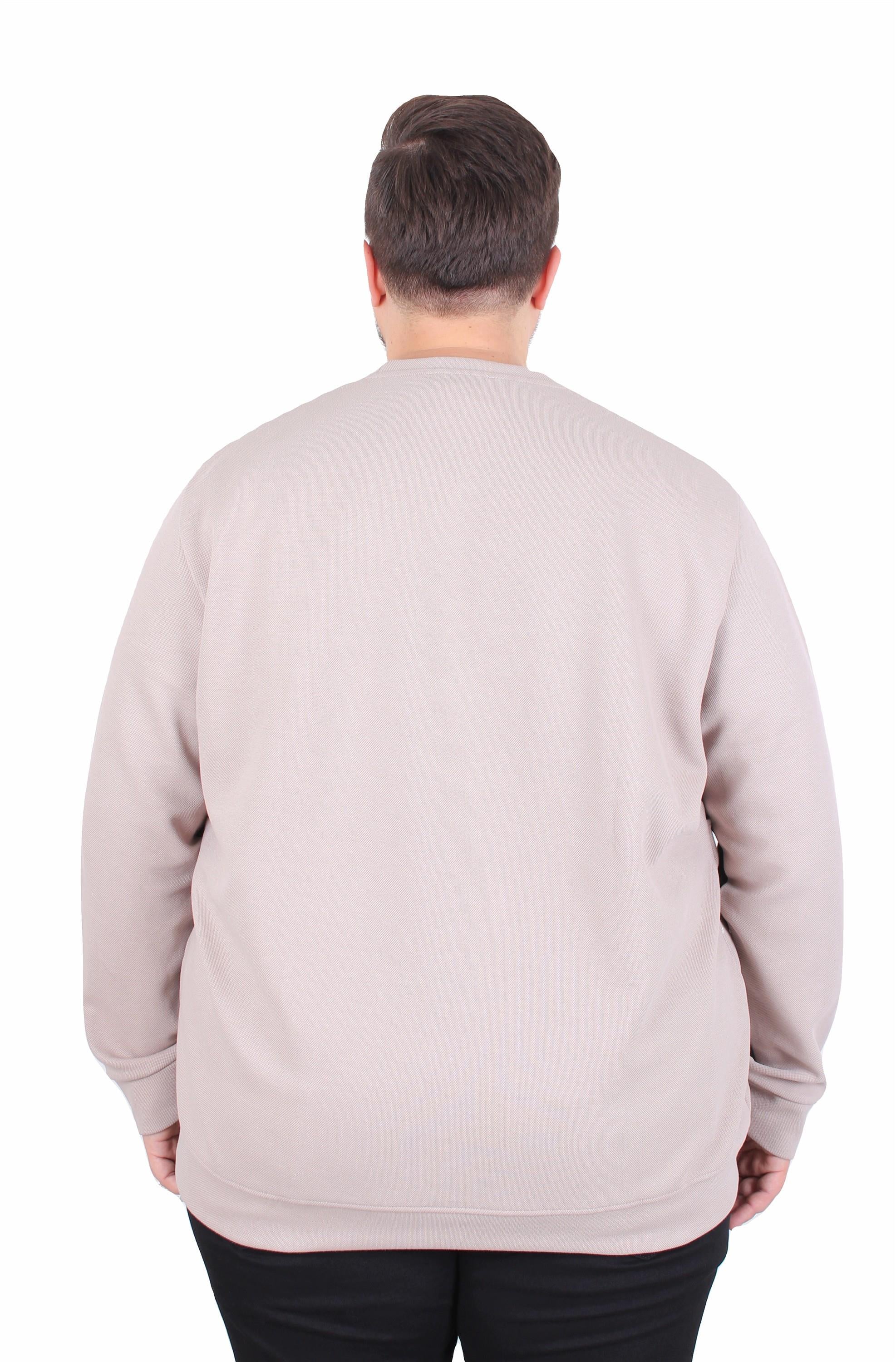 Starbattal Büyük Beden Bisiklet Yaka Cepli Sweat Double Face Pike 25702 BEJ