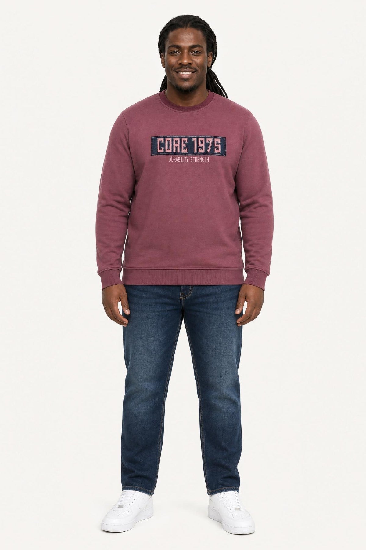 Starbattal Erkek Büyük Beden Sıfır Yaka 3ip Sweat Core 1975 24209 Eflatun